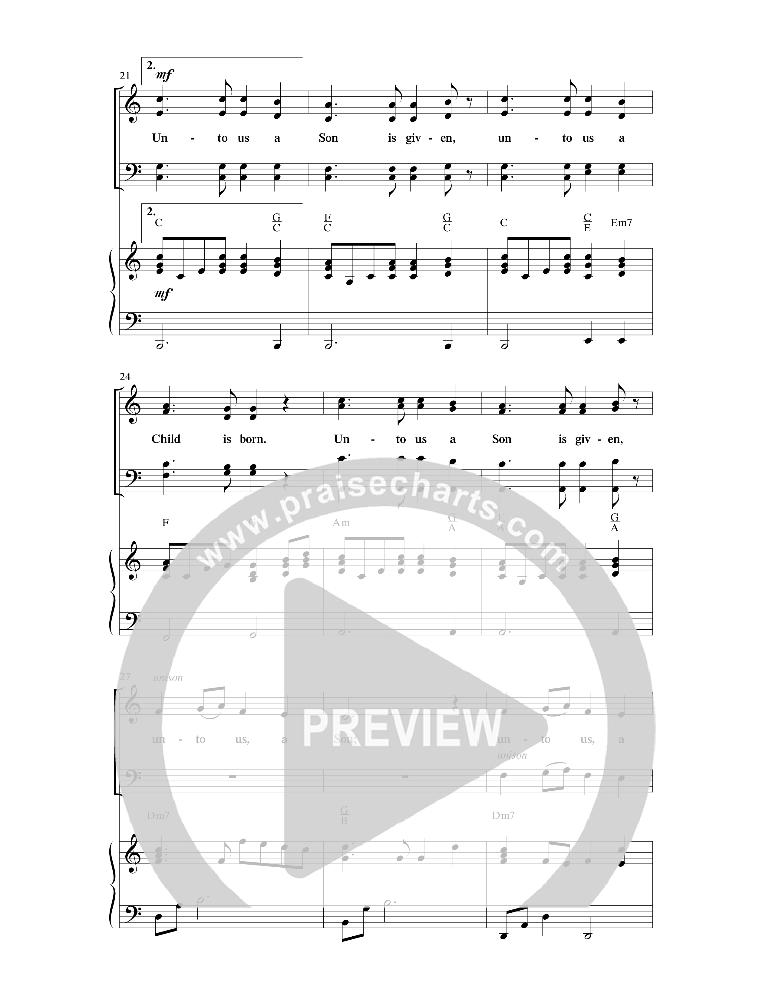 Unto Us A Son (Choral Anthem SATB) Anthem (SATB/Piano) (Word Music Choral / Arr. Dave Williamson)
