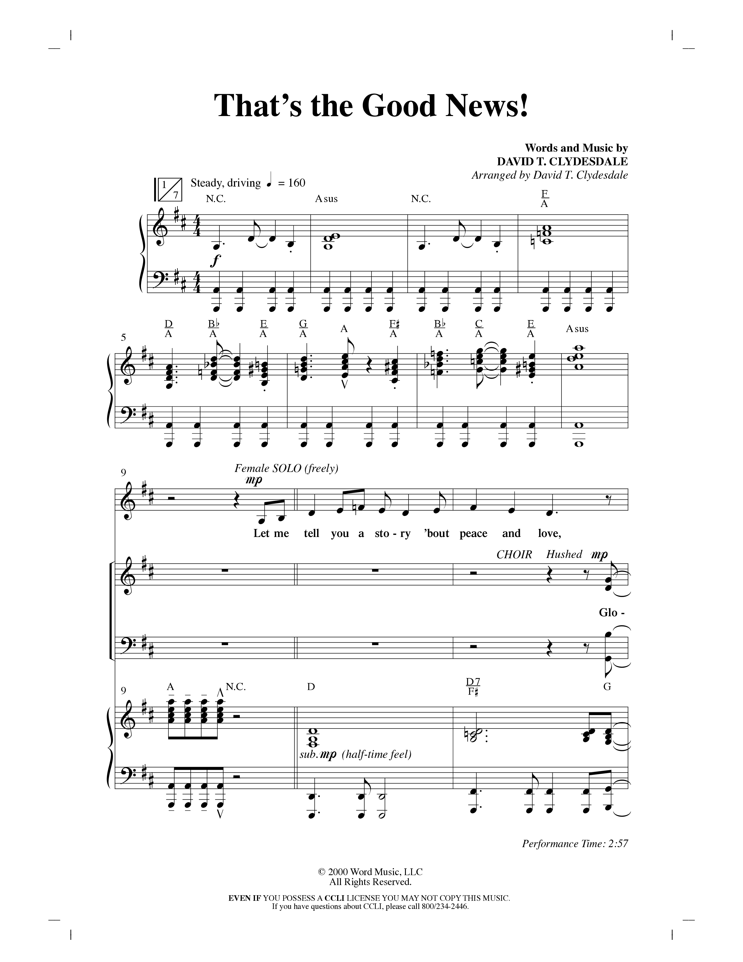 That's The Good News (Choral Anthem SATB) Anthem (SATB/Piano) (Word Music Choral / Arr. David Clydesdale)