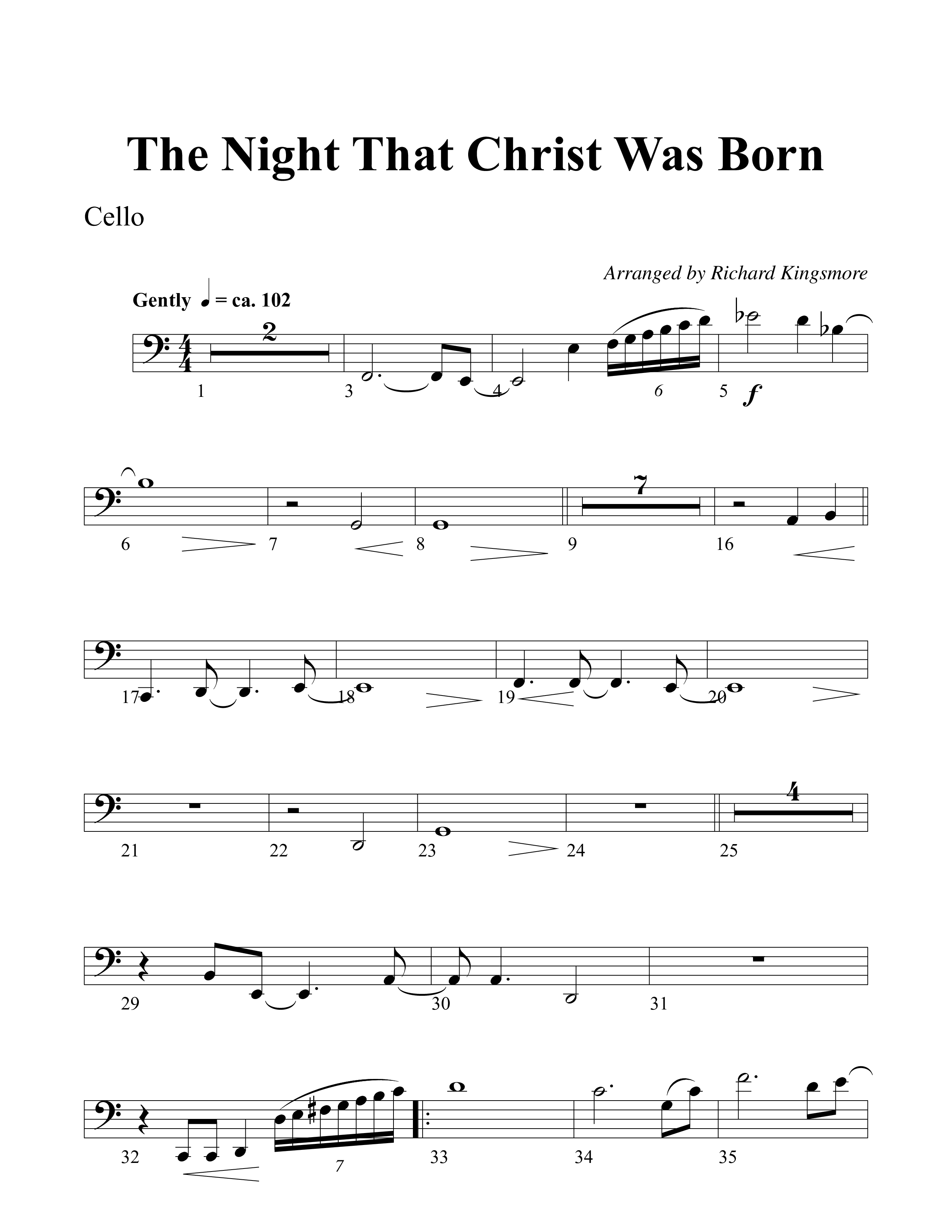 The Night That Christ Was Born Cello (Word Music Choral / Arr. Richard Kingsmore)