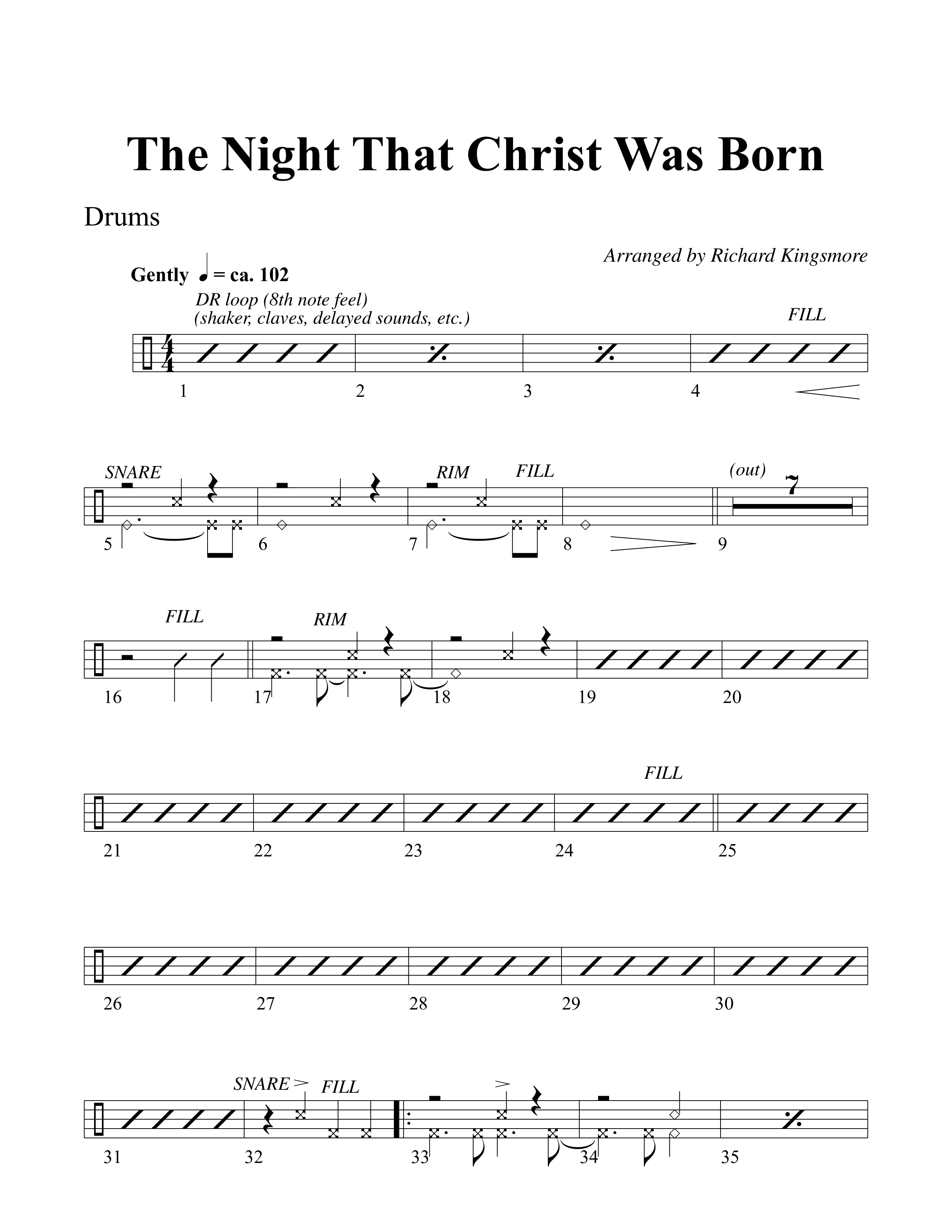 The Night That Christ Was Born Drum Set (Word Music Choral / Arr. Richard Kingsmore)