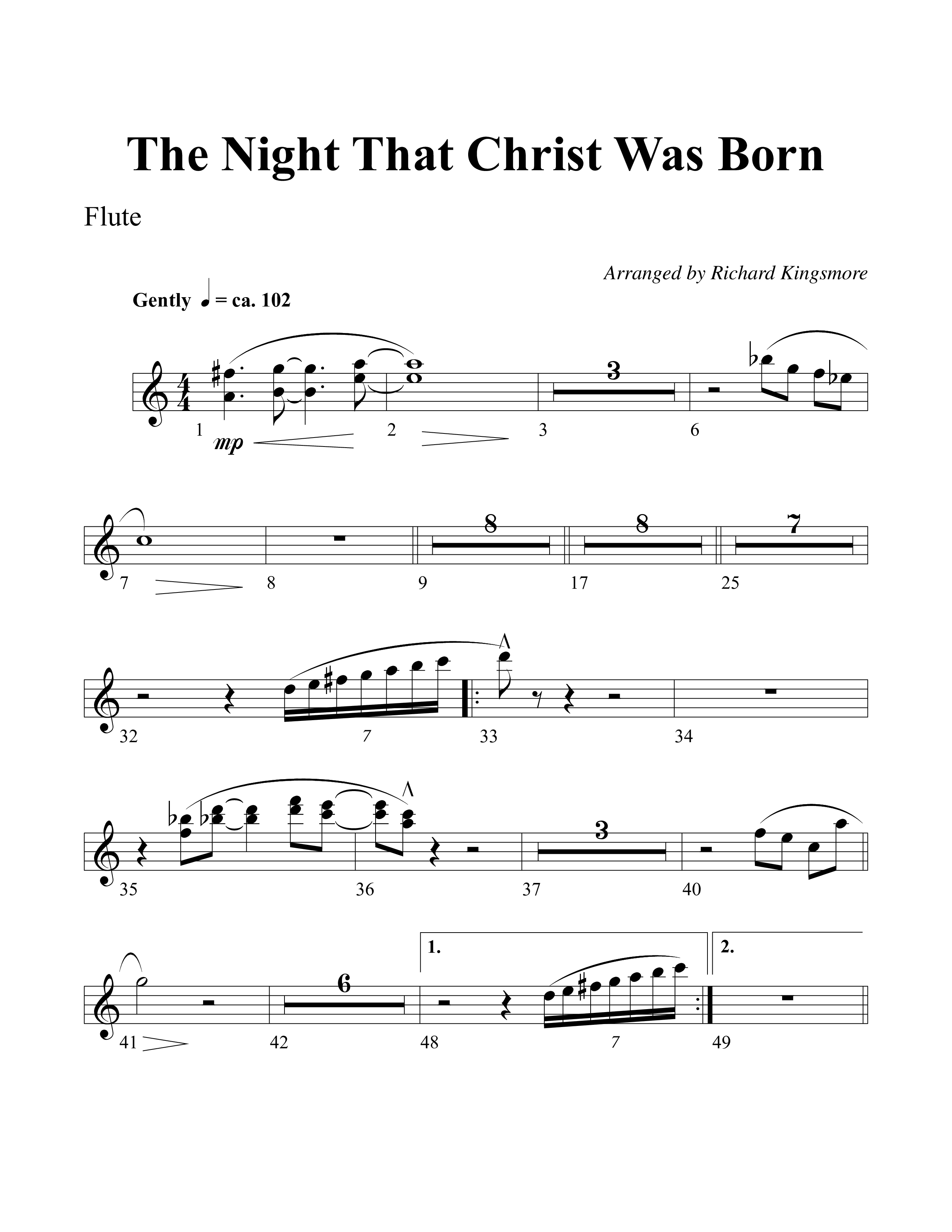 The Night That Christ Was Born Flute (Word Music Choral / Arr. Richard Kingsmore)