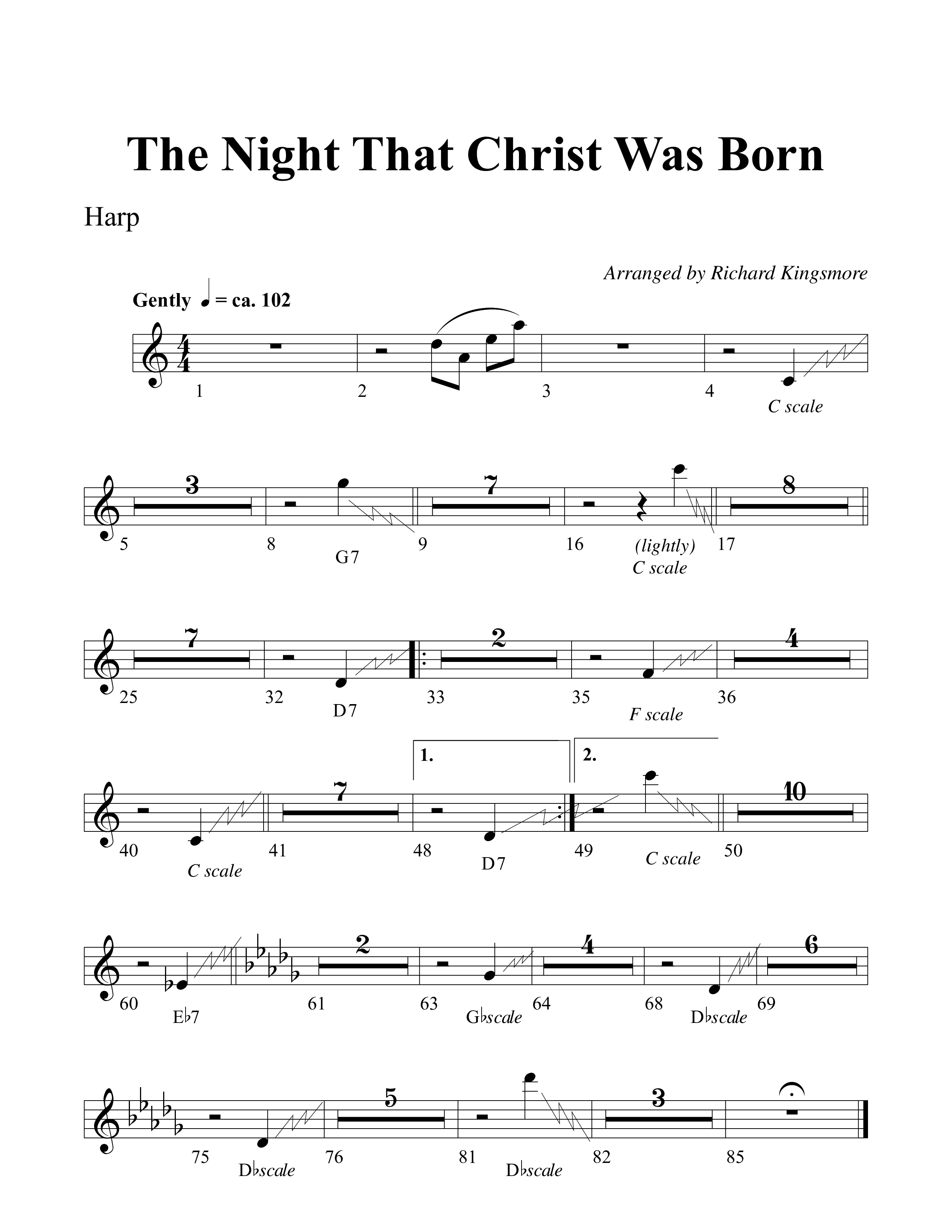 The Night That Christ Was Born Harp (Word Music Choral / Arr. Richard Kingsmore)