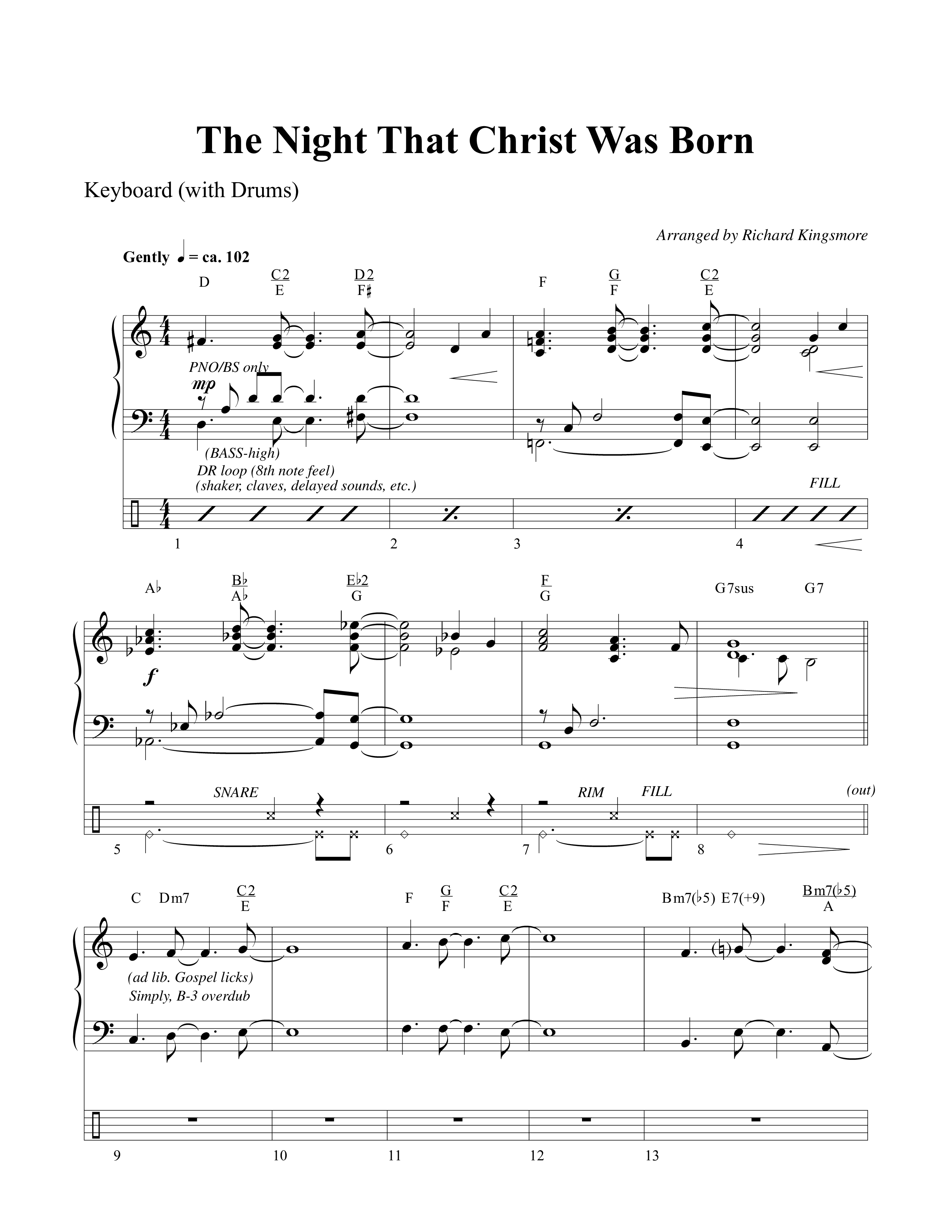 The Night That Christ Was Born Keys (Word Music Choral / Arr. Richard Kingsmore)
