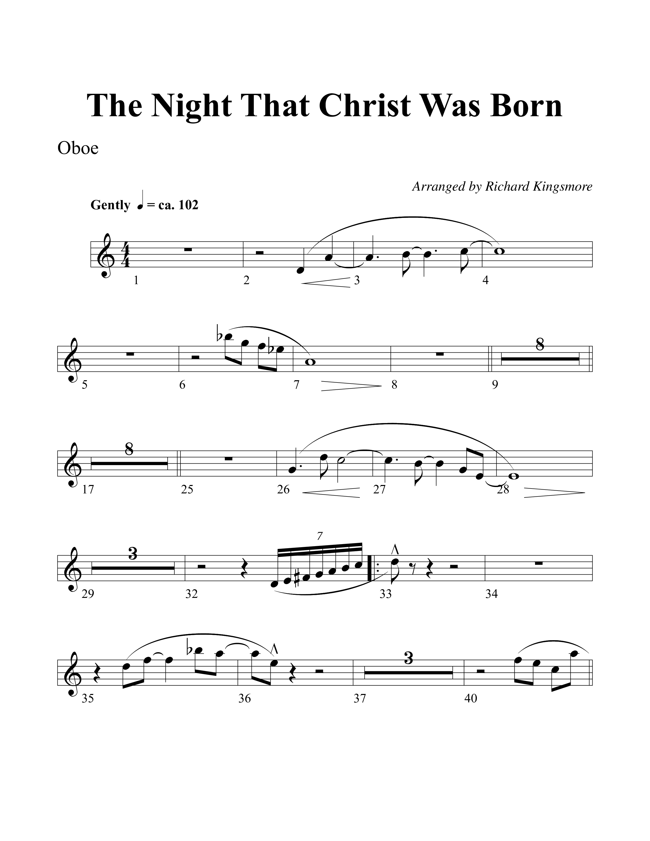 The Night That Christ Was Born Oboe (Word Music Choral / Arr. Richard Kingsmore)