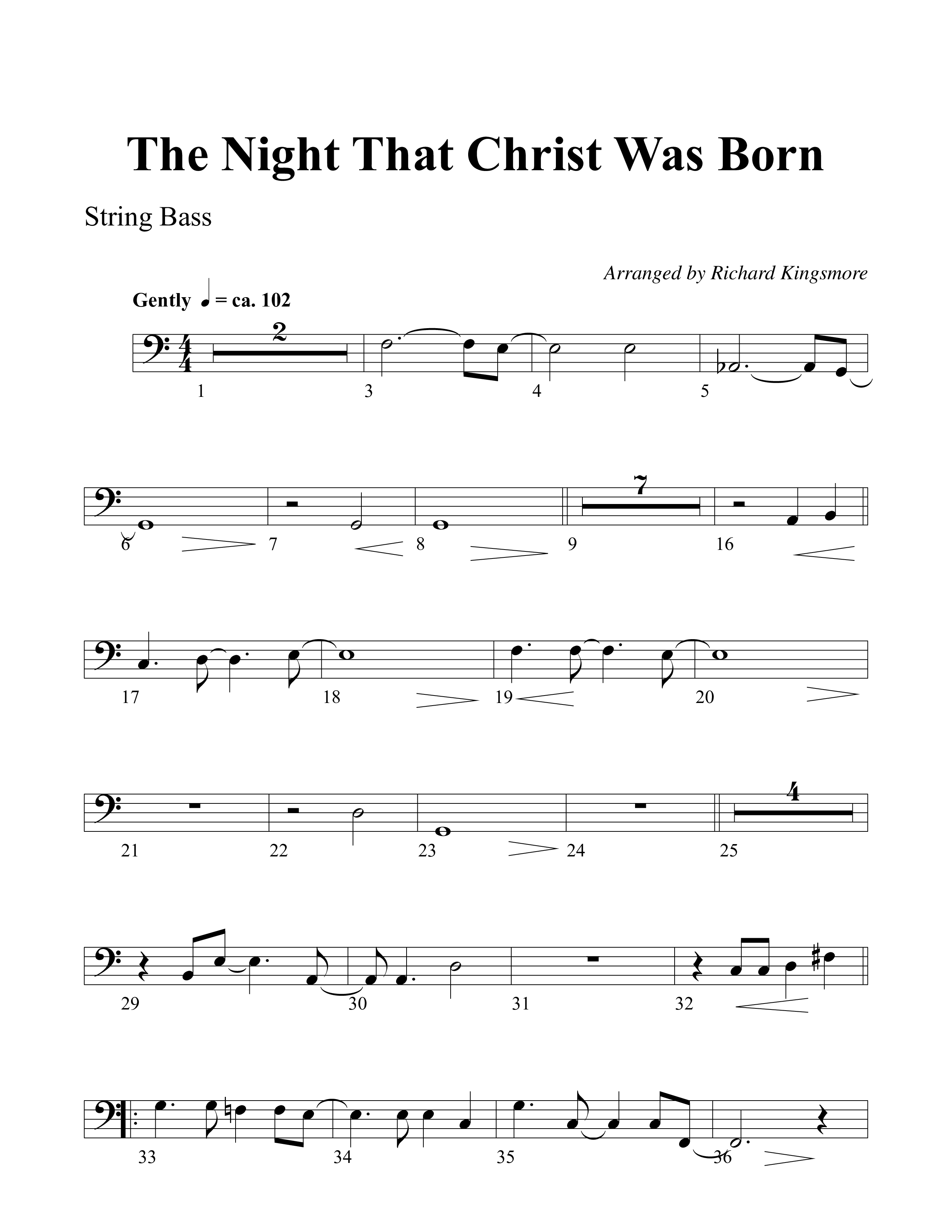 The Night That Christ Was Born String Bass (Word Music Choral / Arr. Richard Kingsmore)