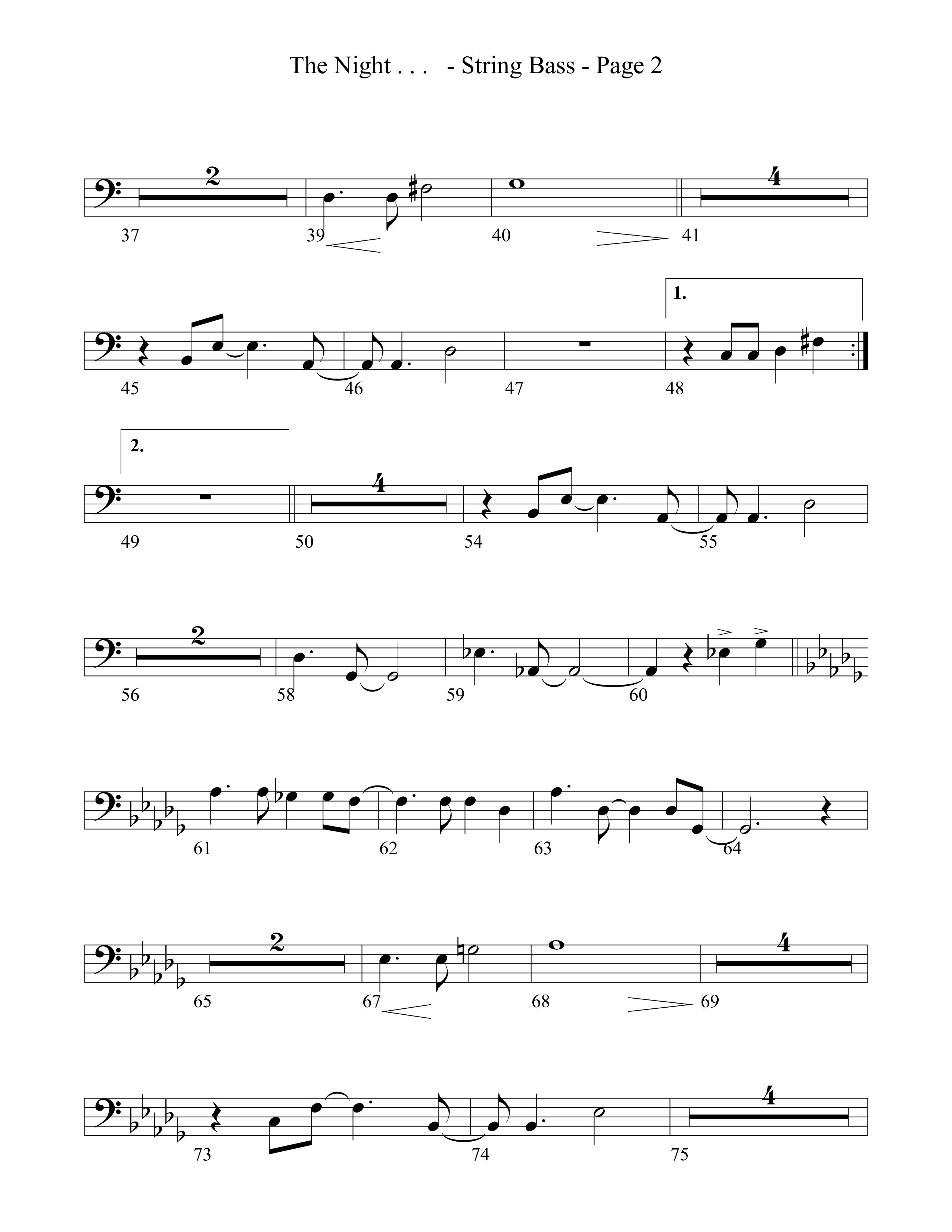 The Night That Christ Was Born String Bass (Word Music Choral / Arr. Richard Kingsmore)