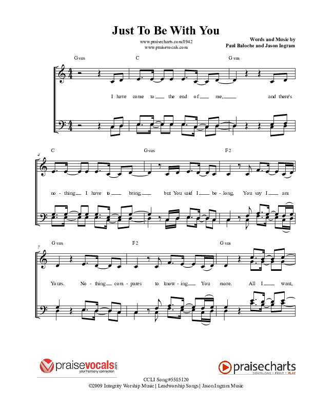 Just To Be With You Lead Sheet (PraiseVocals)