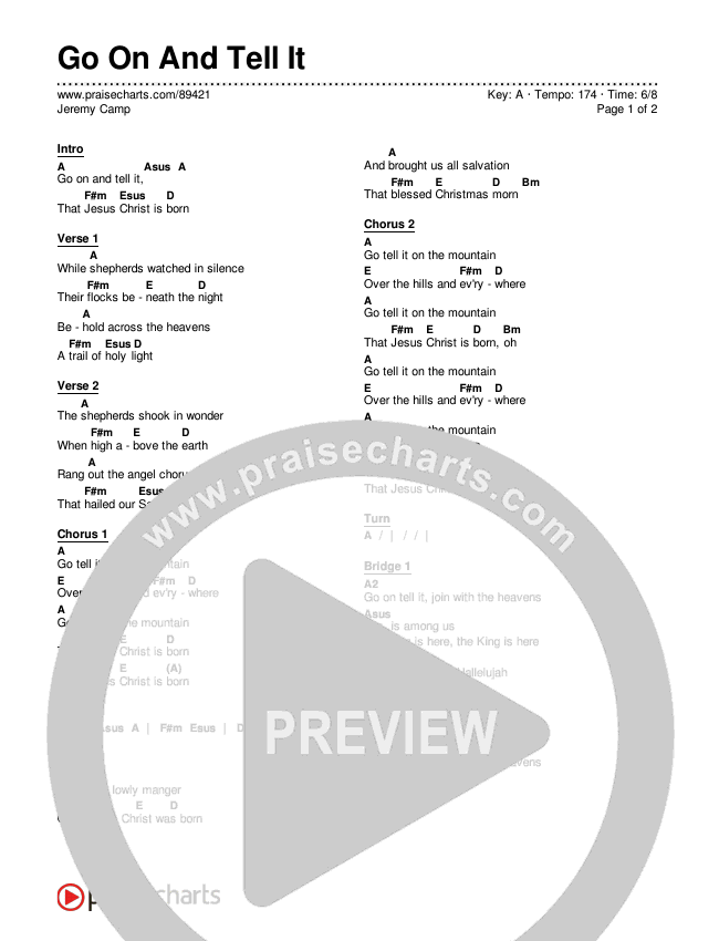 Go On And Tell It Chords & Lyrics (Jeremy Camp)