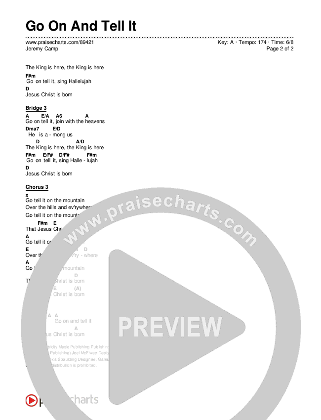Go On And Tell It Chords & Lyrics (Jeremy Camp)