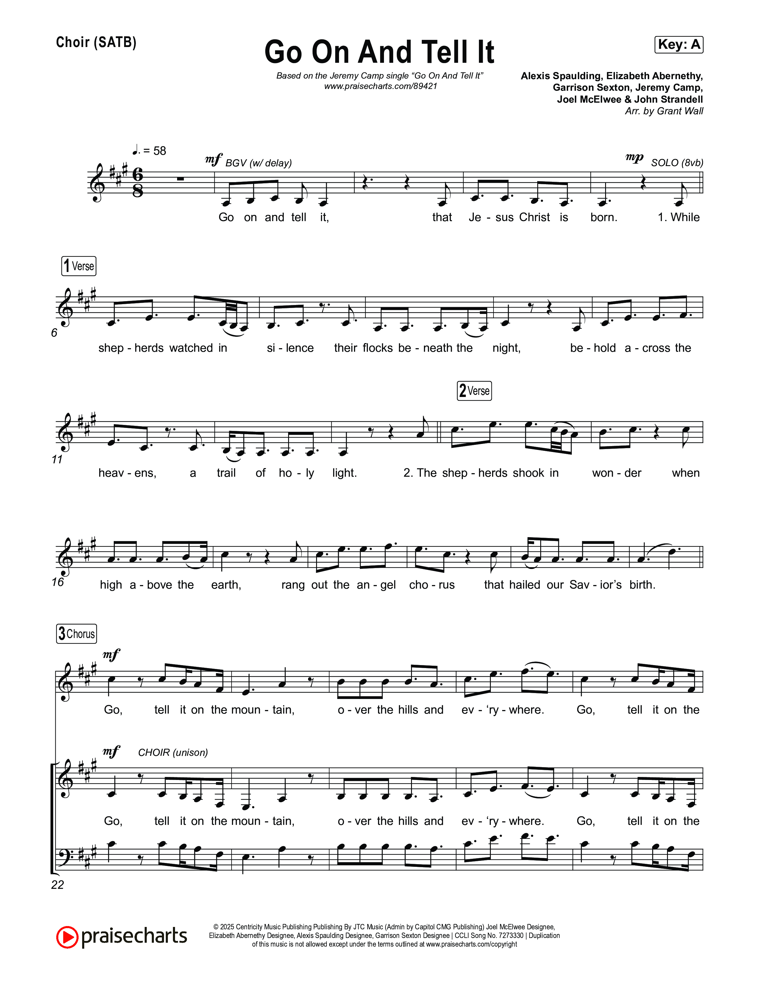 Go On And Tell It Choir Sheet (SATB) (Jeremy Camp)