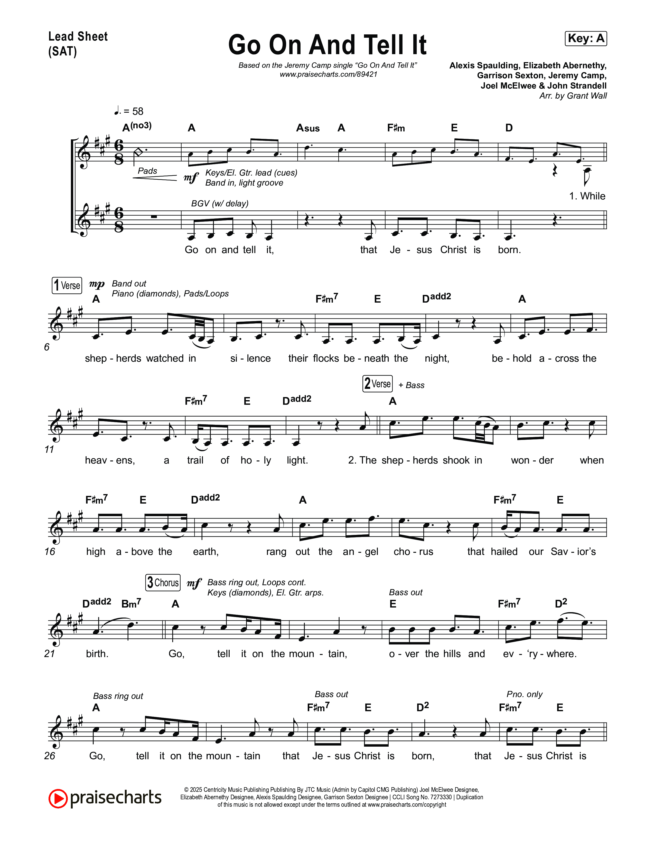 Go On And Tell It Lead Sheet (SAT) (Jeremy Camp)