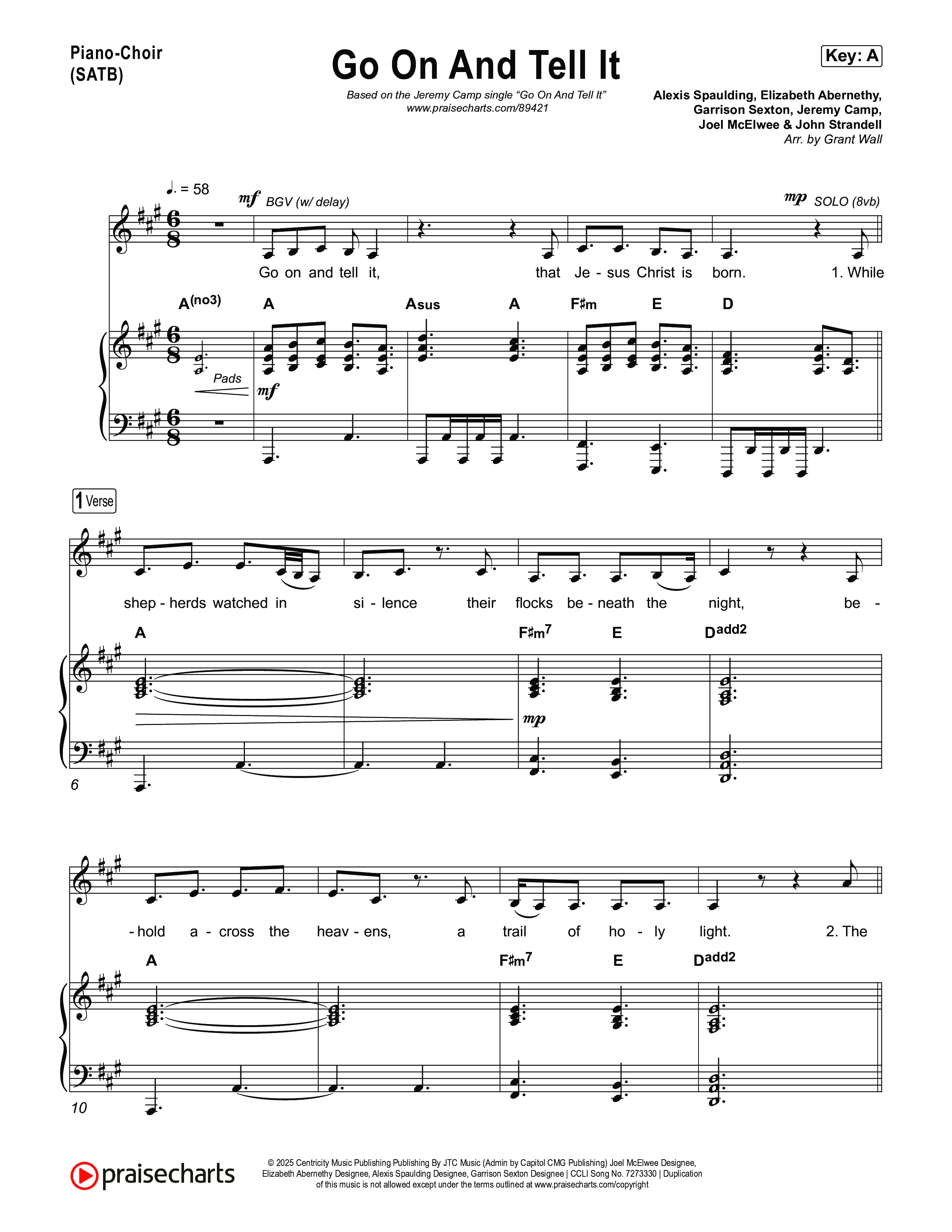 Go On And Tell It Piano/Vocal Pack (Jeremy Camp)