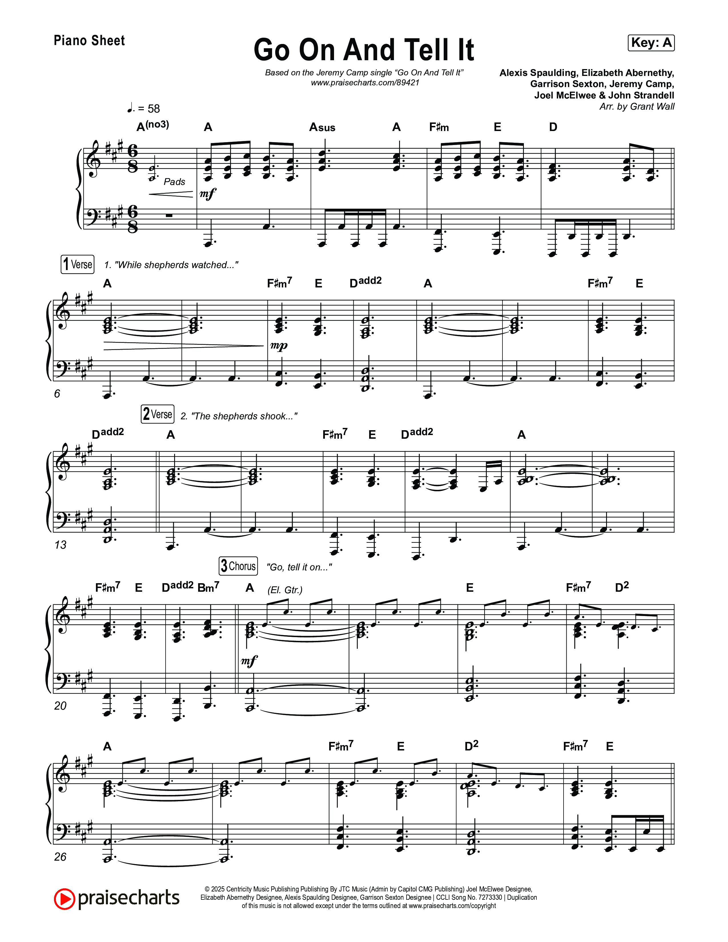 Go On And Tell It Piano Sheet (Jeremy Camp)