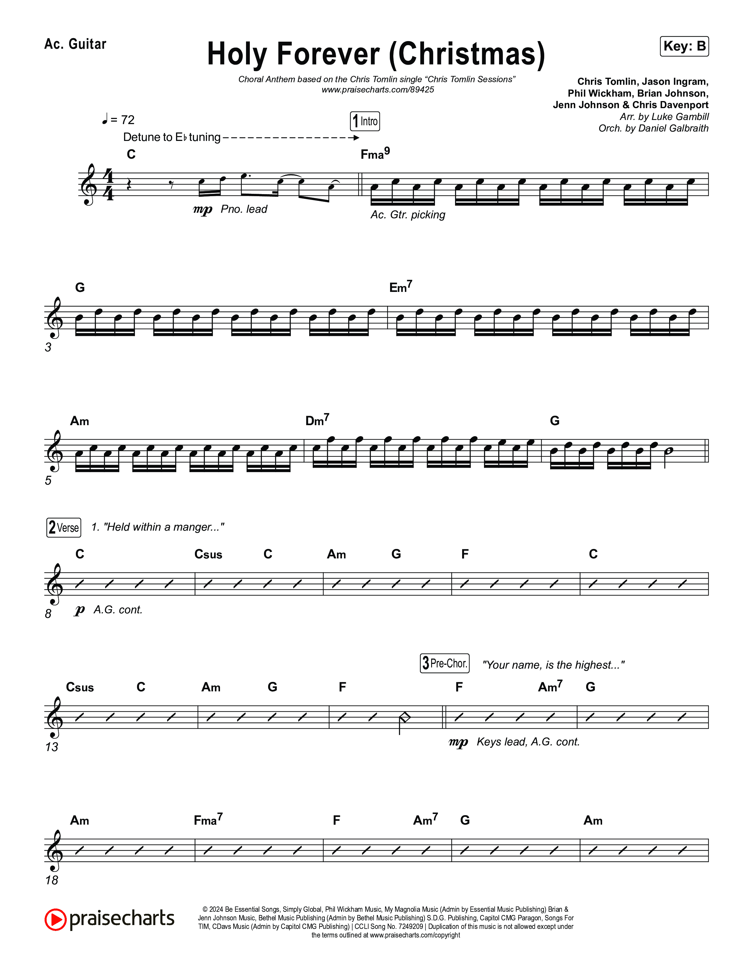 Holy Forever (Christmas) (Choral Anthem SATB) Acoustic Guitar (Chris Tomlin / Arr. Luke Gambill)