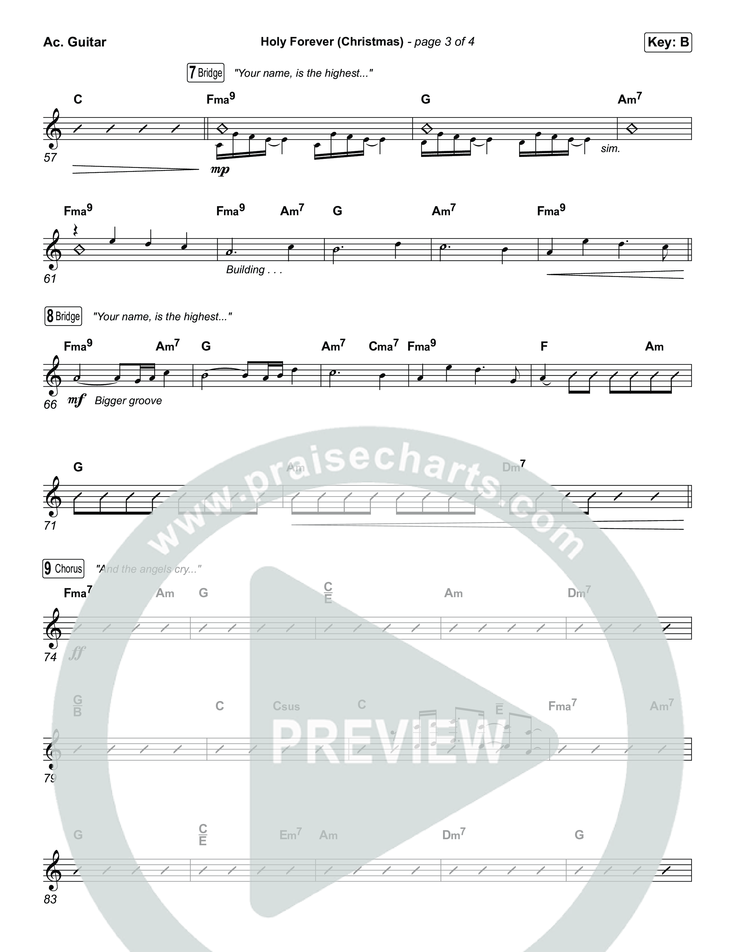 Holy Forever (Christmas) (Choral Anthem SATB) Acoustic Guitar (Chris Tomlin / Arr. Luke Gambill)