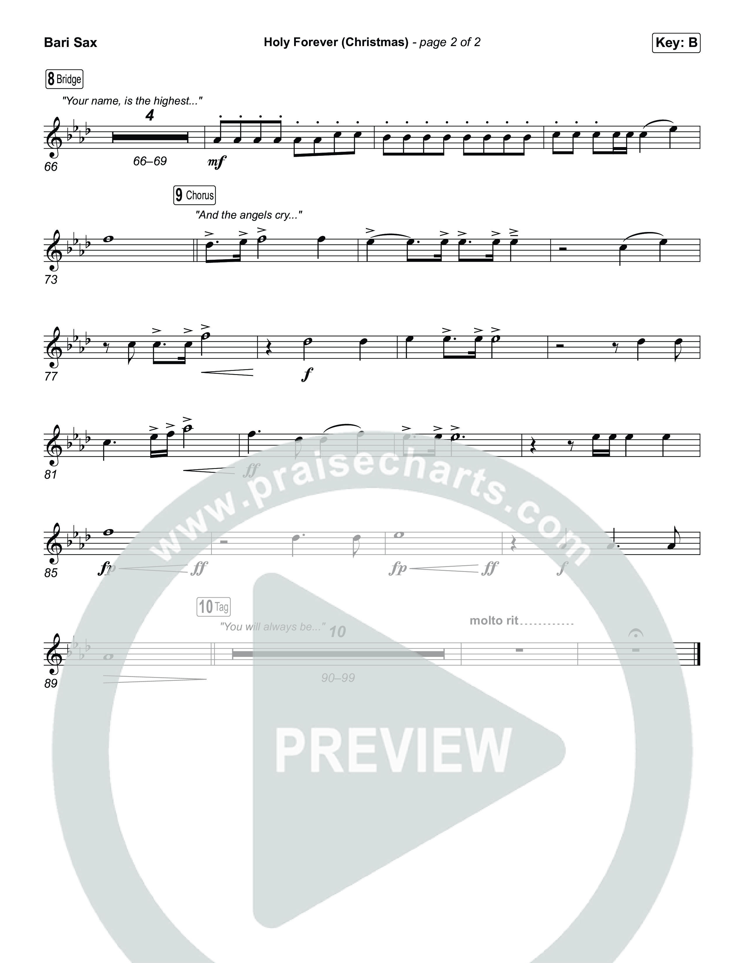 Holy Forever (Christmas) (Choral Anthem SATB) Bari Sax (Chris Tomlin / Arr. Luke Gambill)