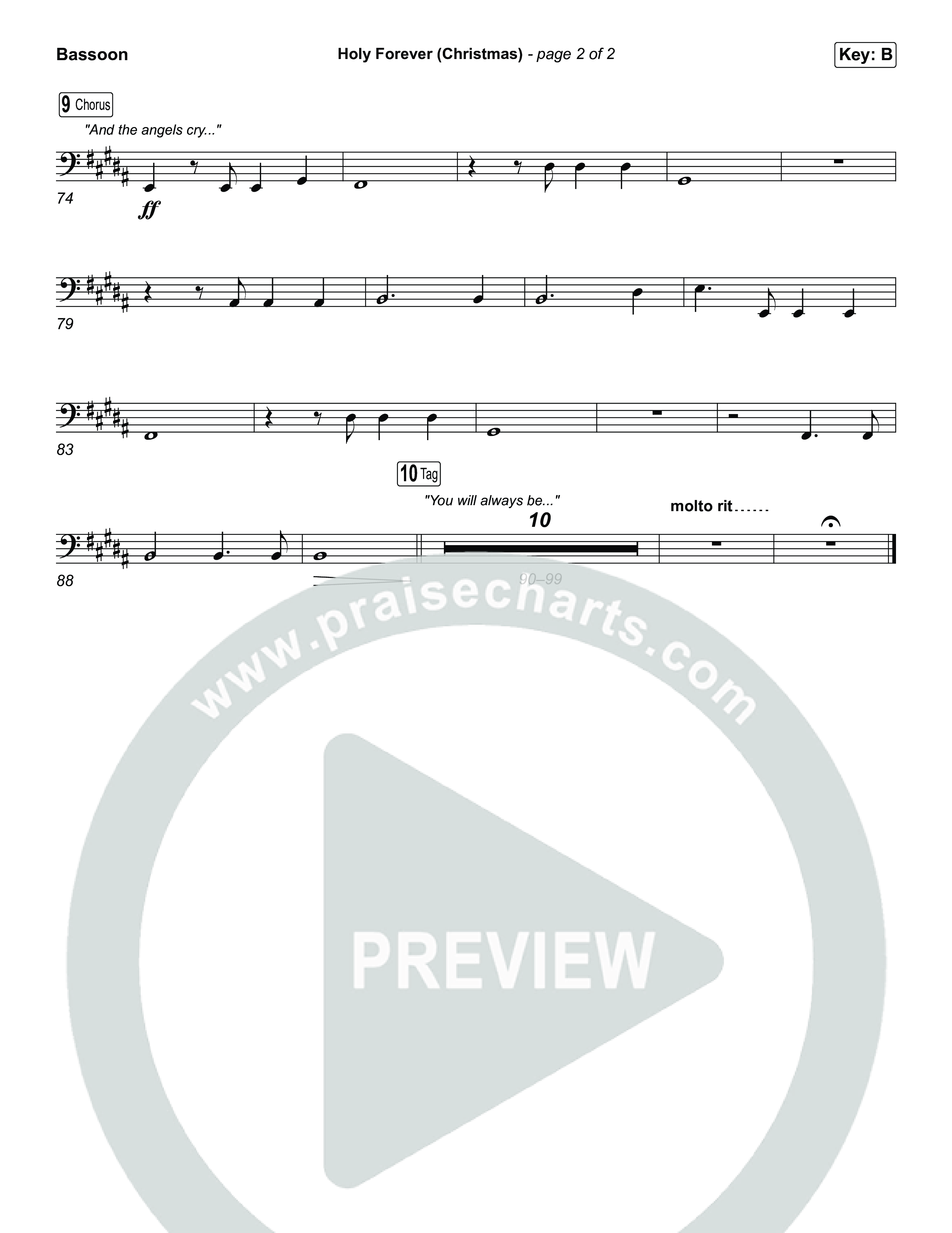 Holy Forever (Christmas) (Choral Anthem SATB) Bassoon (Chris Tomlin / Arr. Luke Gambill)