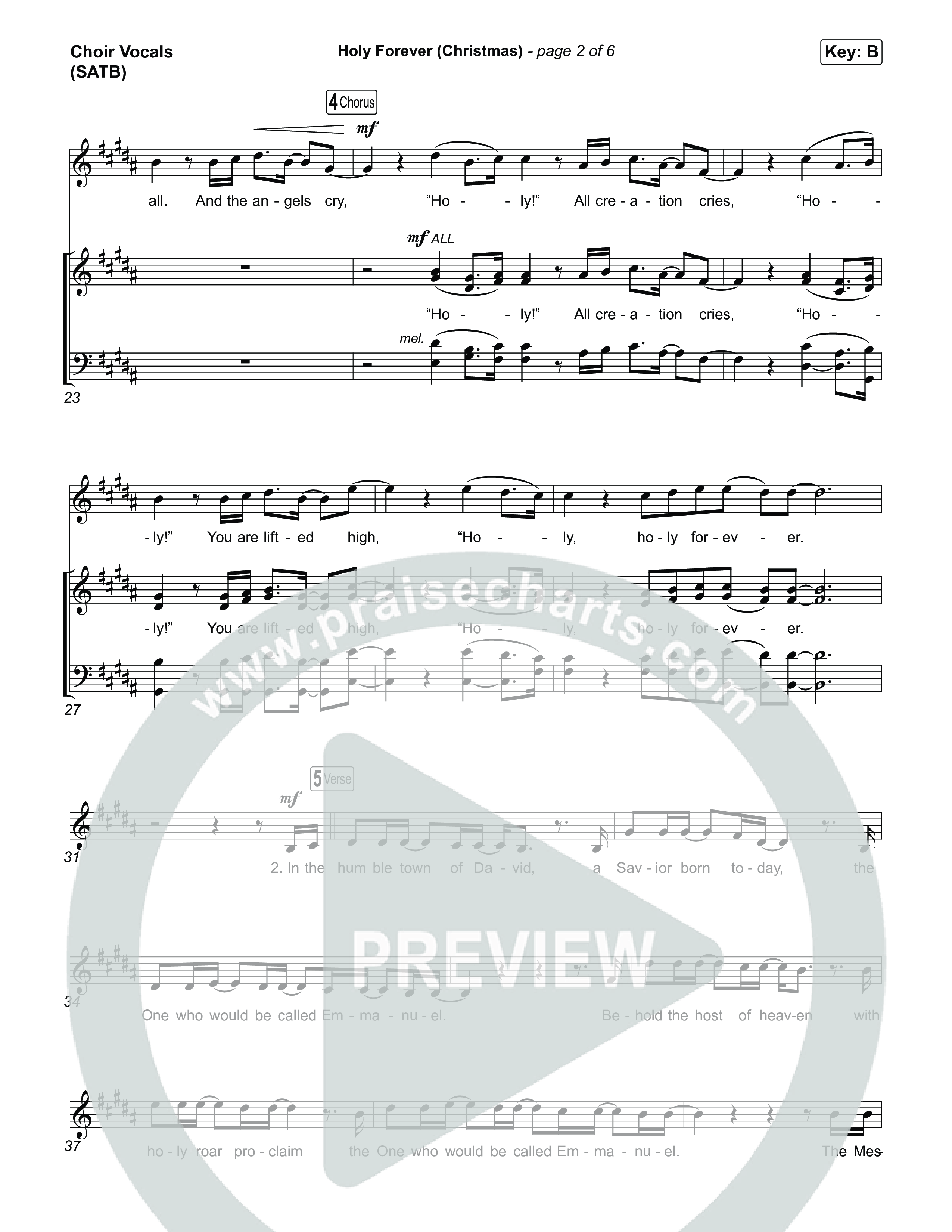 Holy Forever (Christmas) (Choral Anthem SATB) Choir Sheet (SATB) (Chris Tomlin / Arr. Luke Gambill)