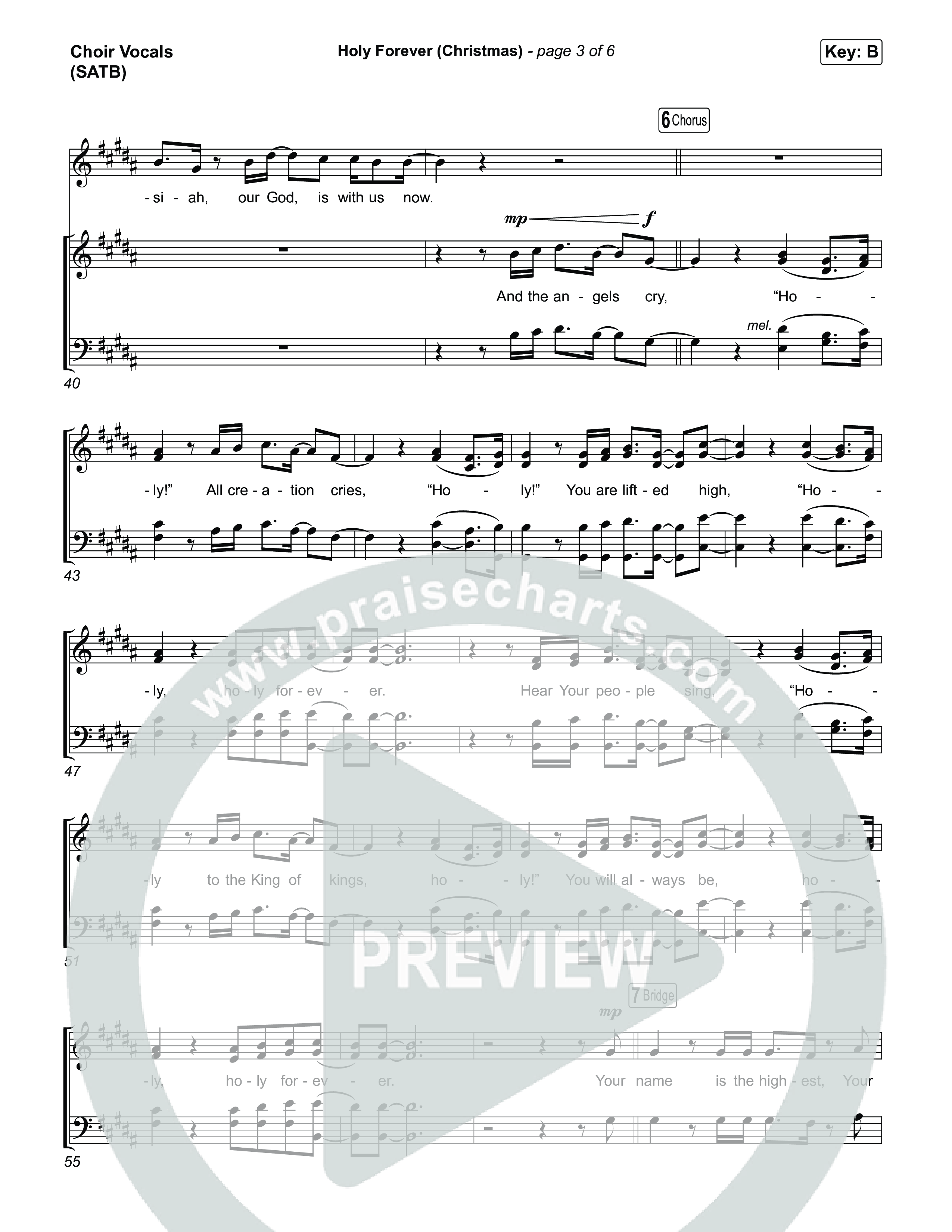 Holy Forever (Christmas) (Choral Anthem SATB) Choir Sheet (SATB) (Chris Tomlin / Arr. Luke Gambill)