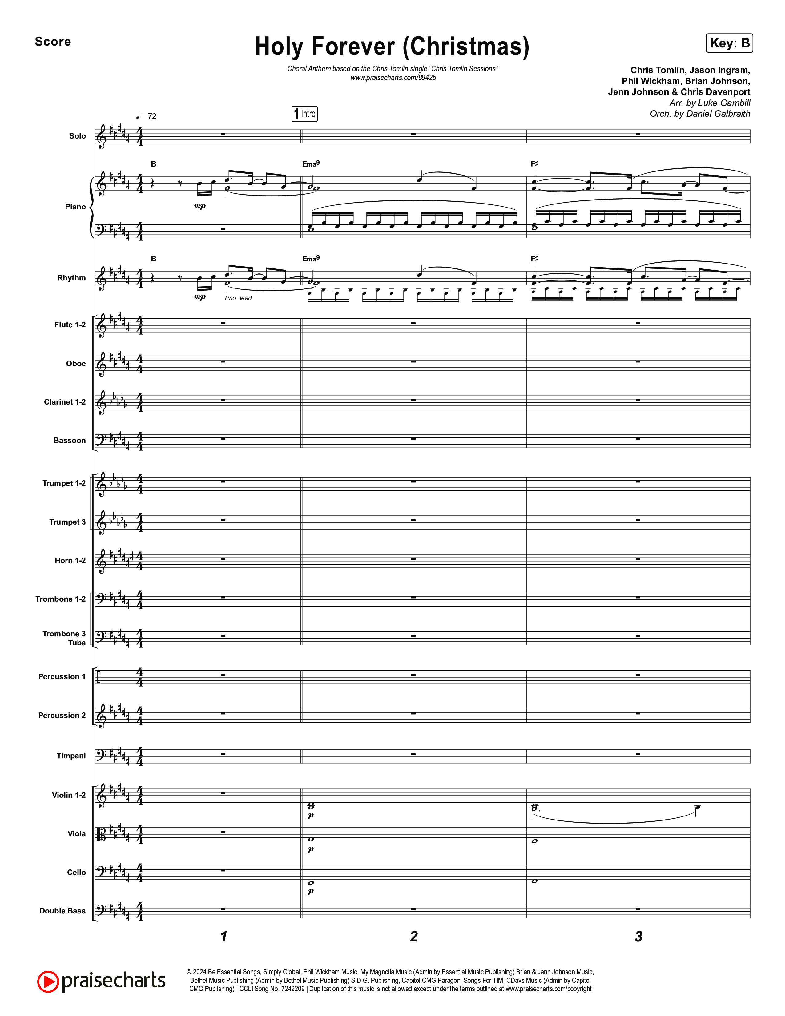 Holy Forever (Christmas) (Choral Anthem SATB) Orchestration (Chris Tomlin / Arr. Luke Gambill)