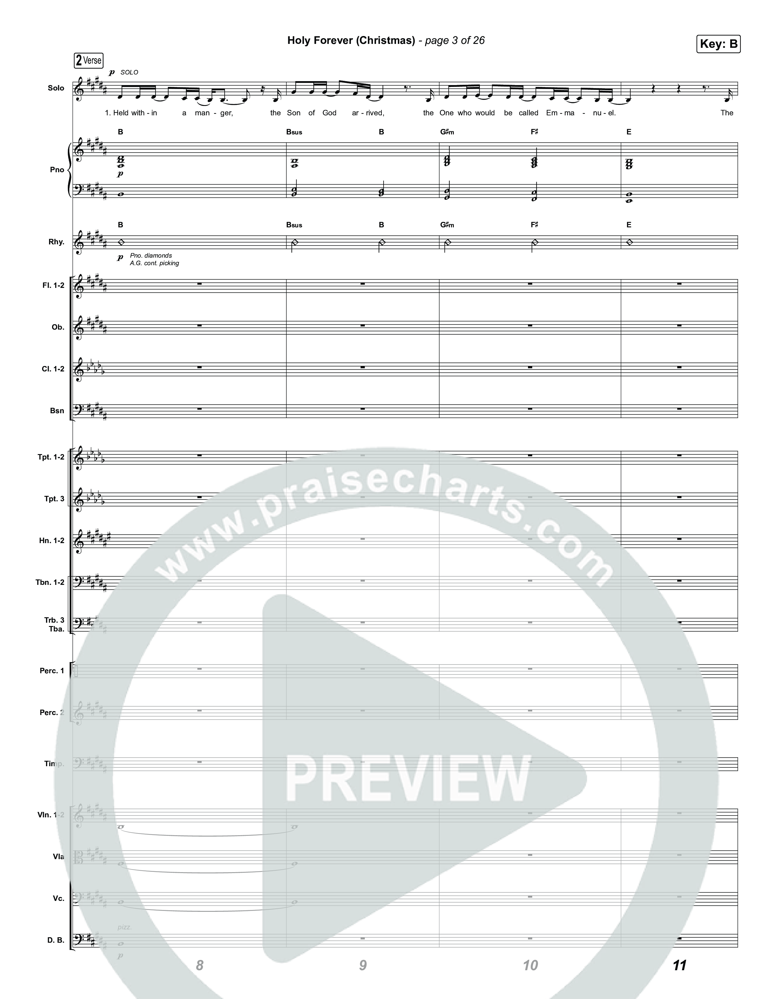 Holy Forever (Christmas) (Choral Anthem SATB) Orchestration (Chris Tomlin / Arr. Luke Gambill)