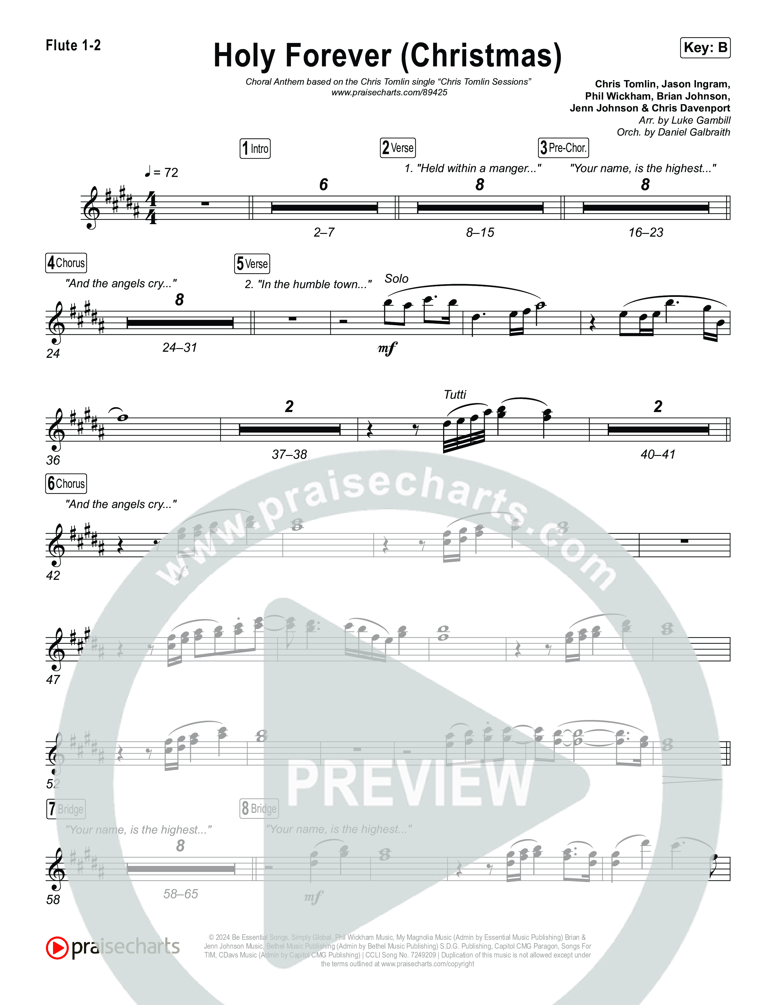 Holy Forever (Christmas) (Choral Anthem SATB) Wind Pack (Chris Tomlin / Arr. Luke Gambill)