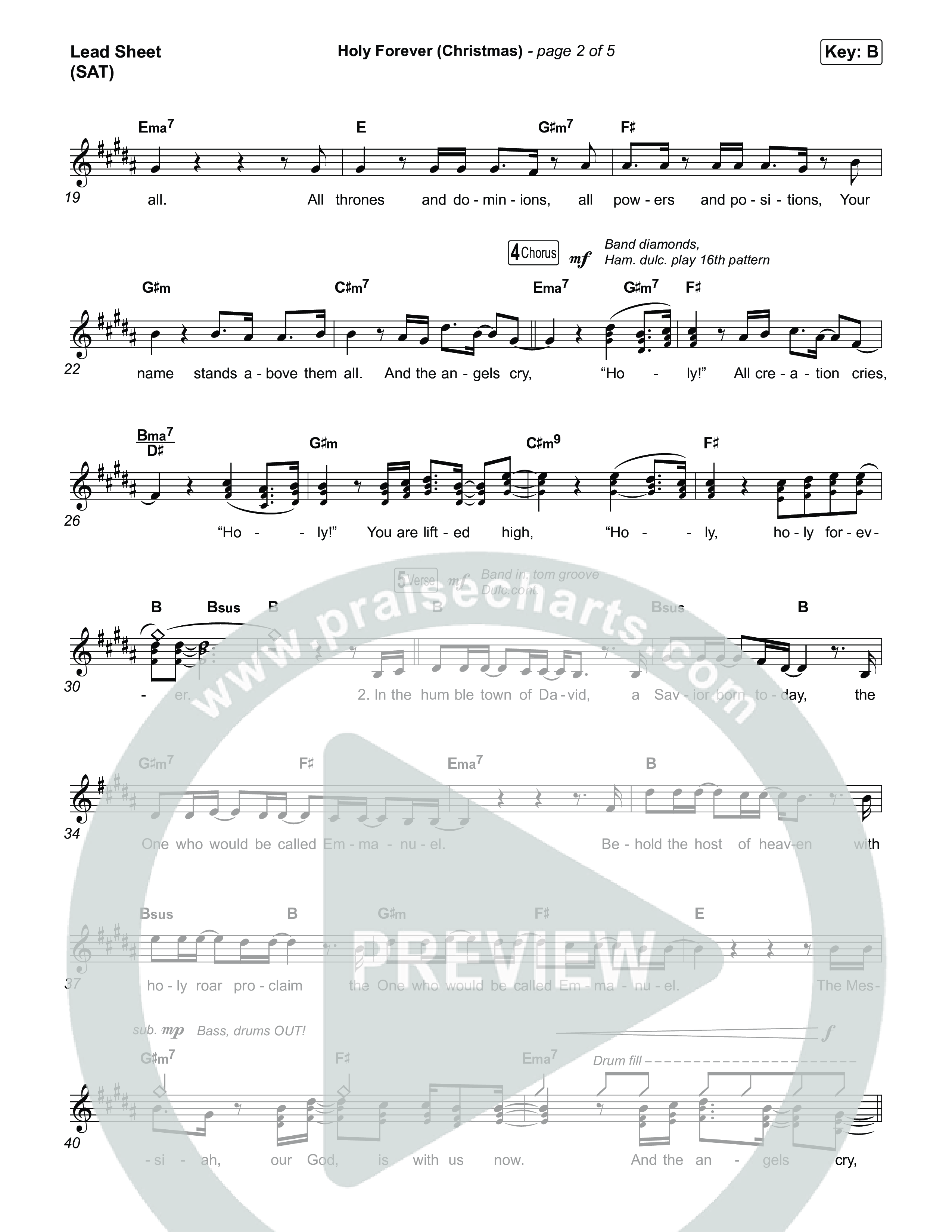 Holy Forever (Christmas) (Choral Anthem SATB) Lead Sheet (SAT) (Chris Tomlin / Arr. Luke Gambill)