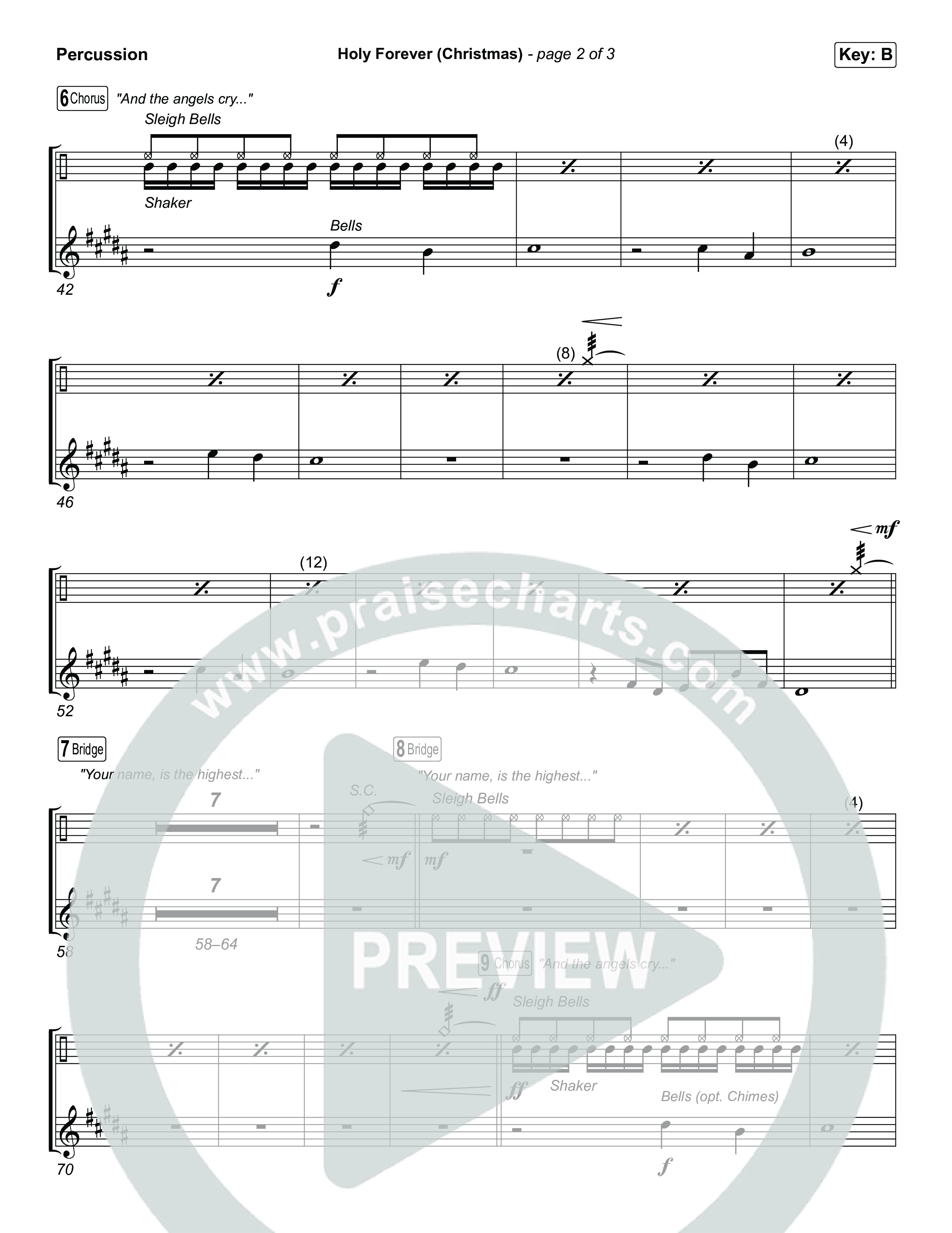 Holy Forever (Christmas) (Choral Anthem SATB) Percussion (Chris Tomlin / Arr. Luke Gambill)