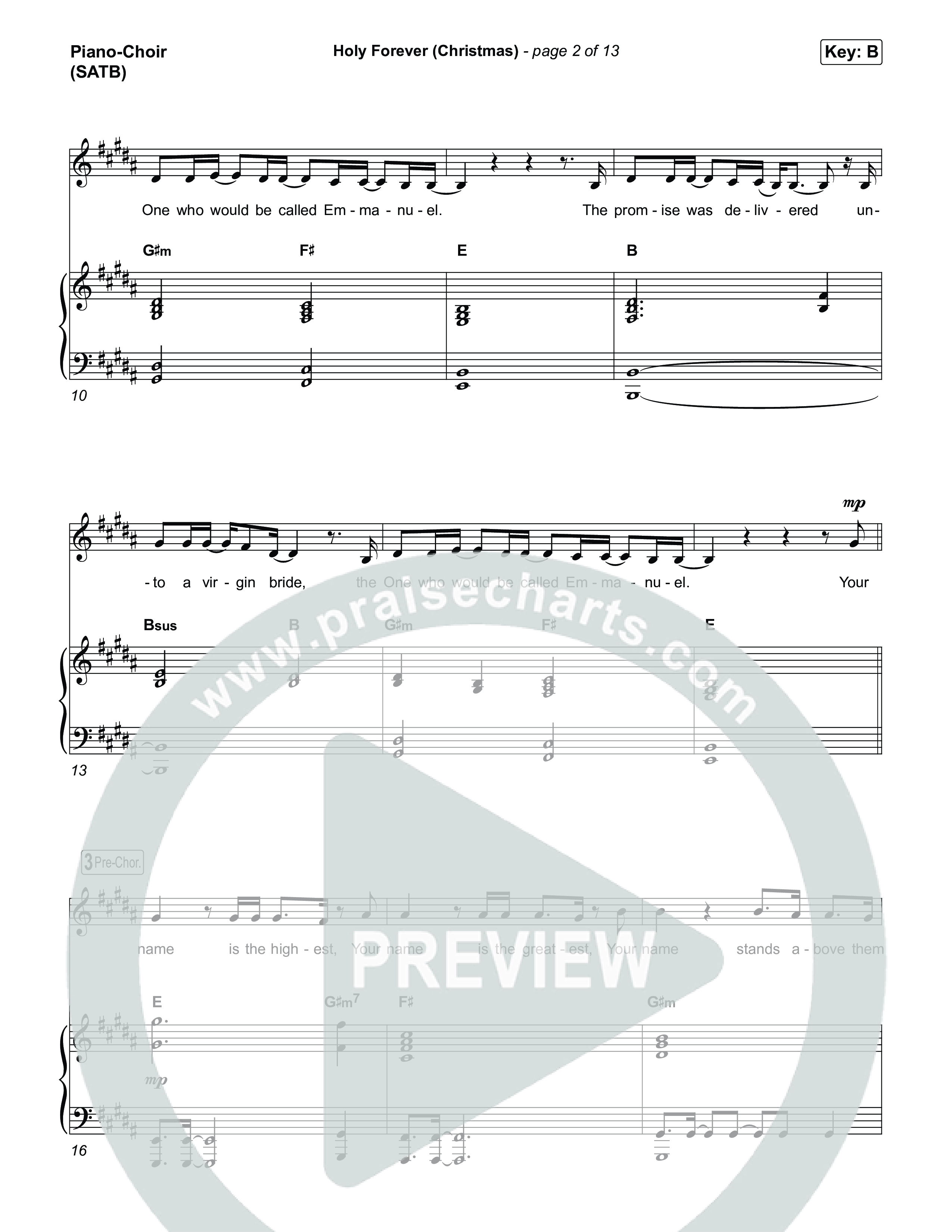 Holy Forever (Christmas) (Choral Anthem SATB) Piano/Vocal (SATB) (Chris Tomlin / Arr. Luke Gambill)