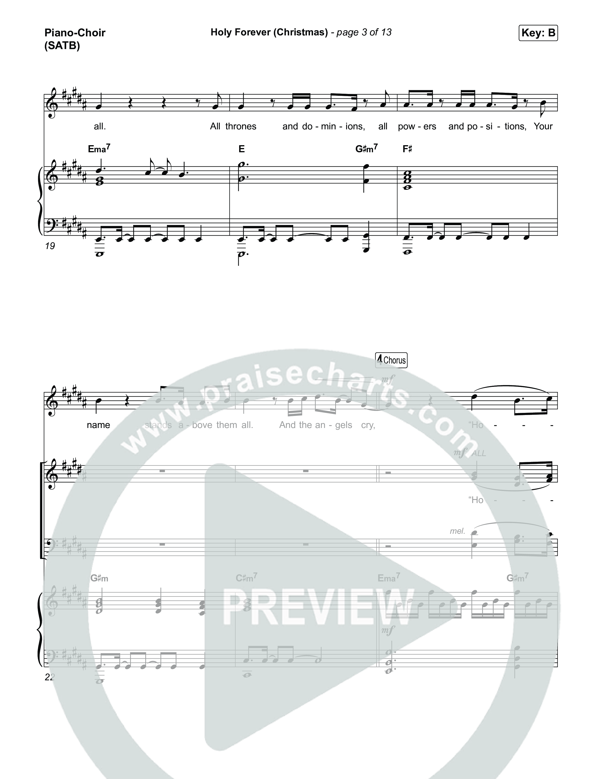 Holy Forever (Christmas) (Choral Anthem SATB) Piano/Vocal (SATB) (Chris Tomlin / Arr. Luke Gambill)