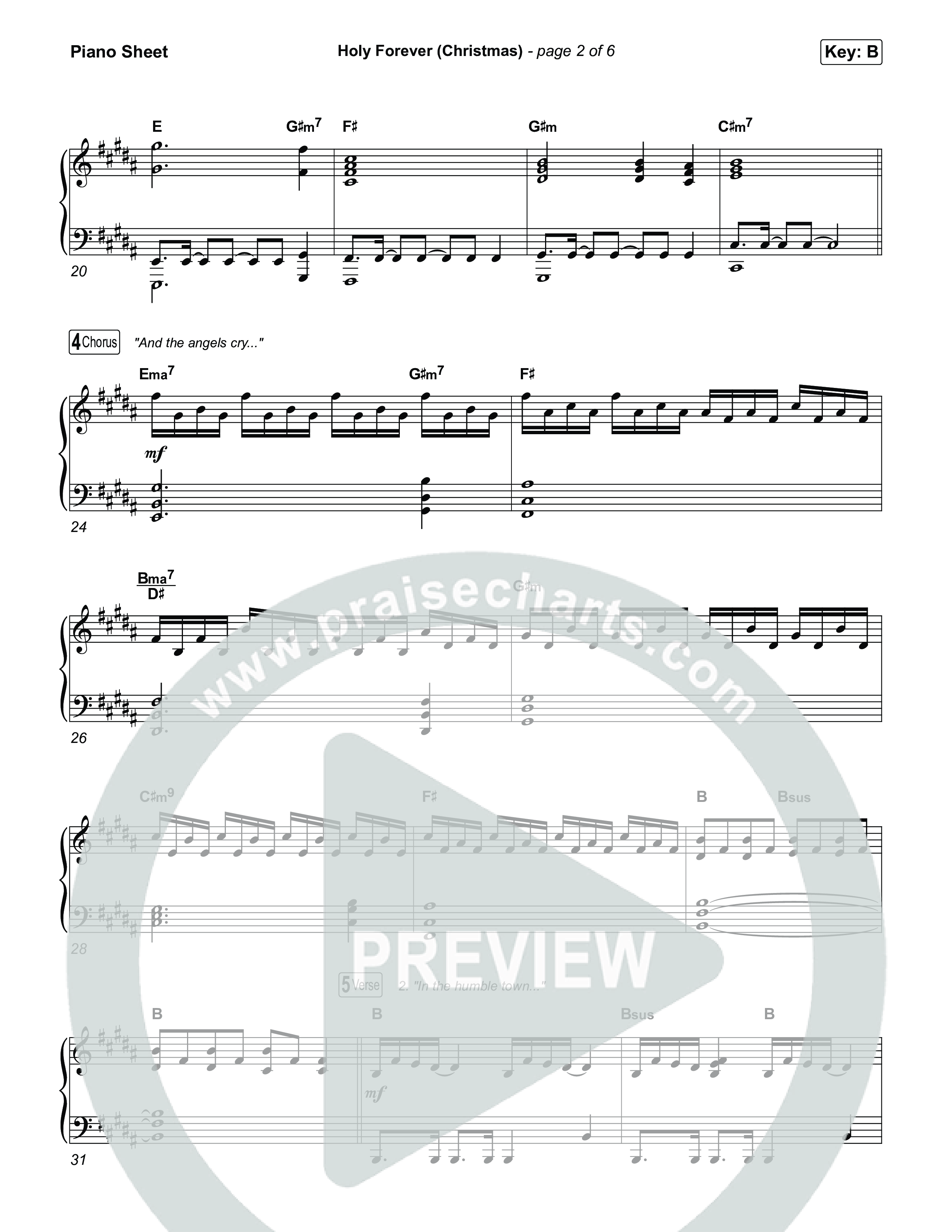 Holy Forever (Christmas) (Choral Anthem SATB) Piano Sheet (Chris Tomlin / Arr. Luke Gambill)
