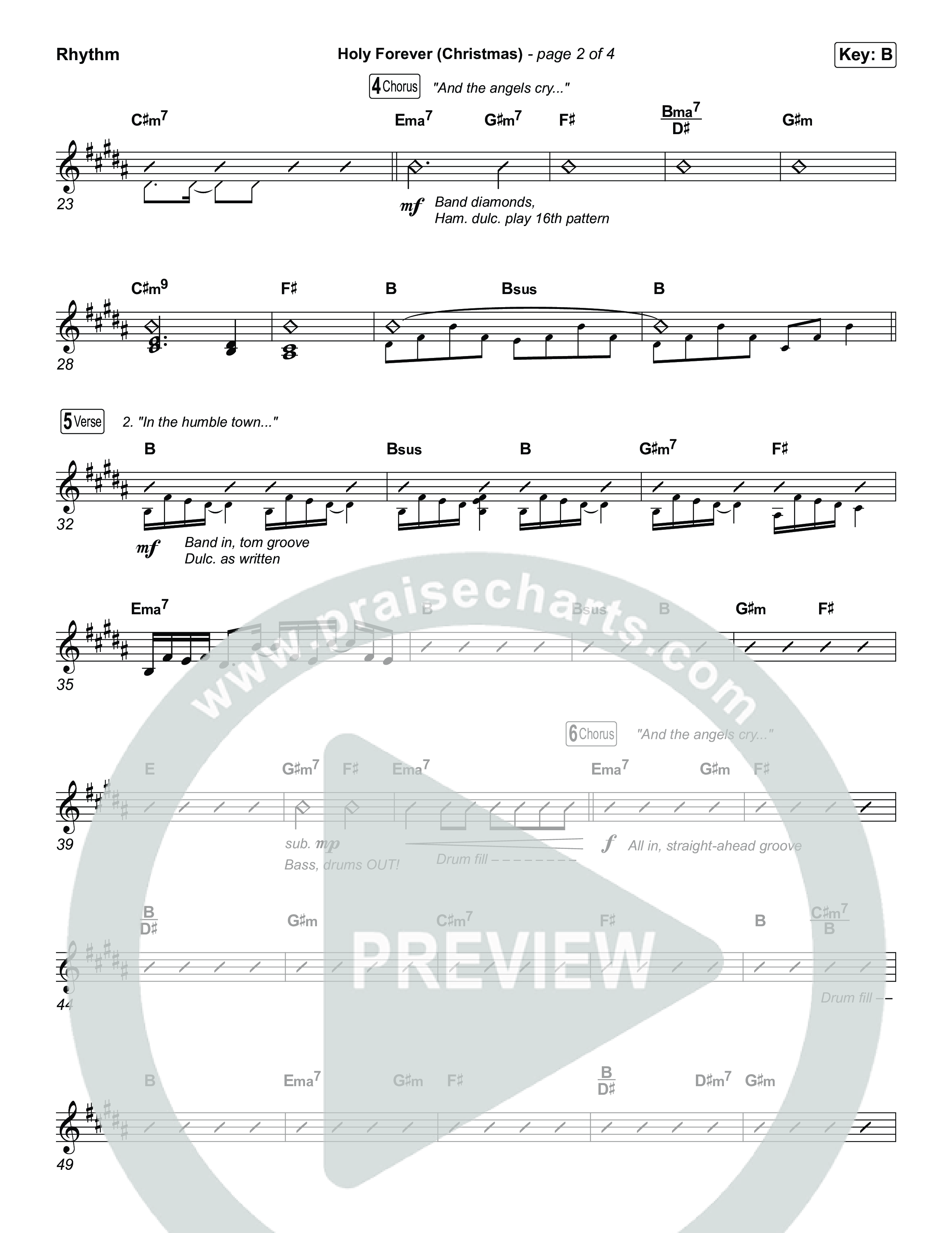 Holy Forever (Christmas) (Choral Anthem SATB) Rhythm Chart (Chris Tomlin / Arr. Luke Gambill)