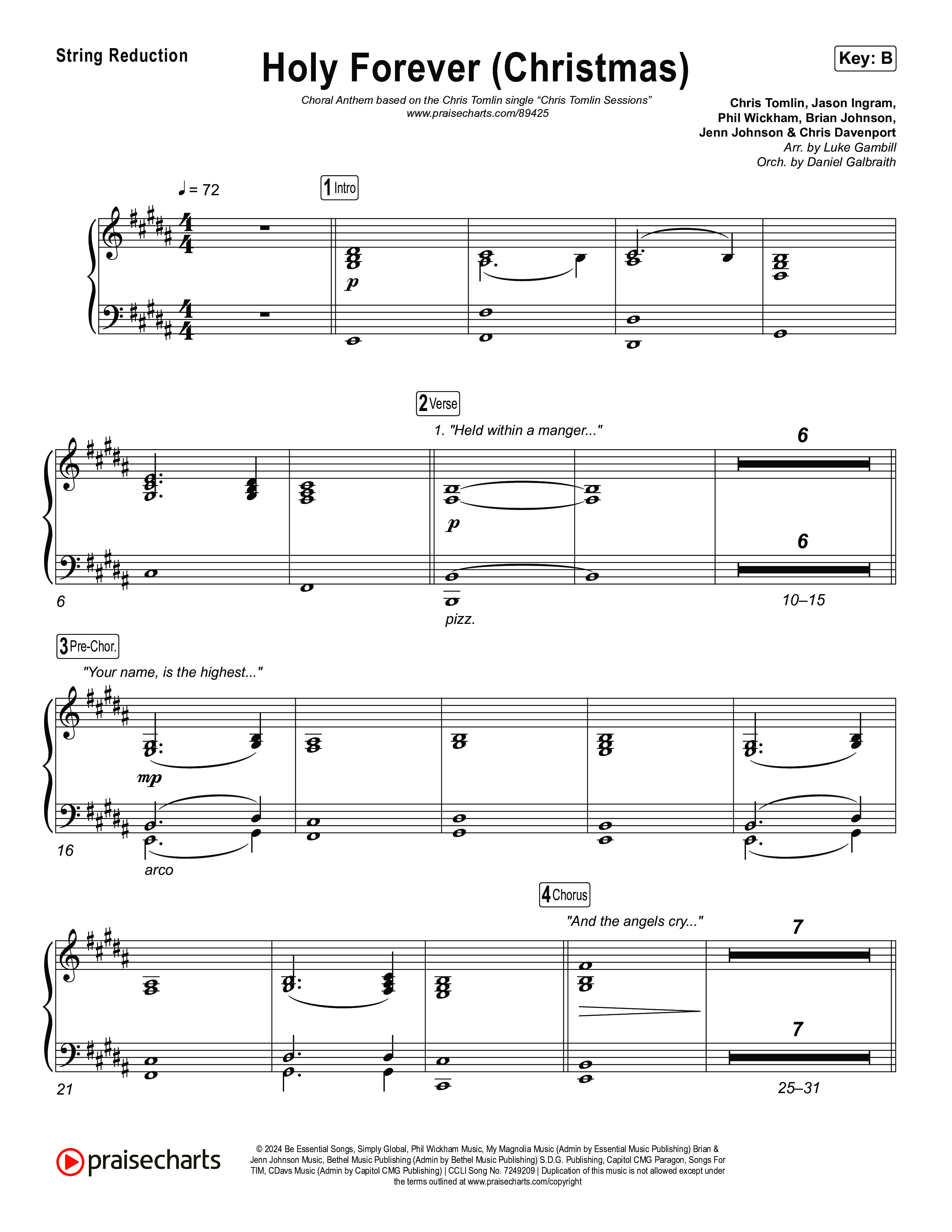 Holy Forever (Christmas) (Choral Anthem SATB) String Reduction (Chris Tomlin / Arr. Luke Gambill)