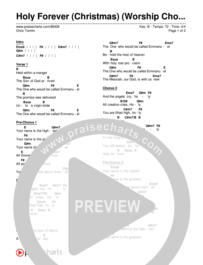 Holy Forever (Christmas) (Worship Choir/SAB) Chords & Lyrics (Chris Tomlin / Arr. Luke Gambill)