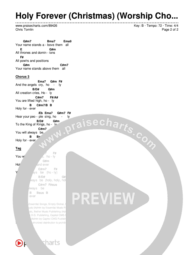 Holy Forever (Christmas) (Worship Choir/SAB) Chords & Lyrics (Chris Tomlin / Arr. Luke Gambill)