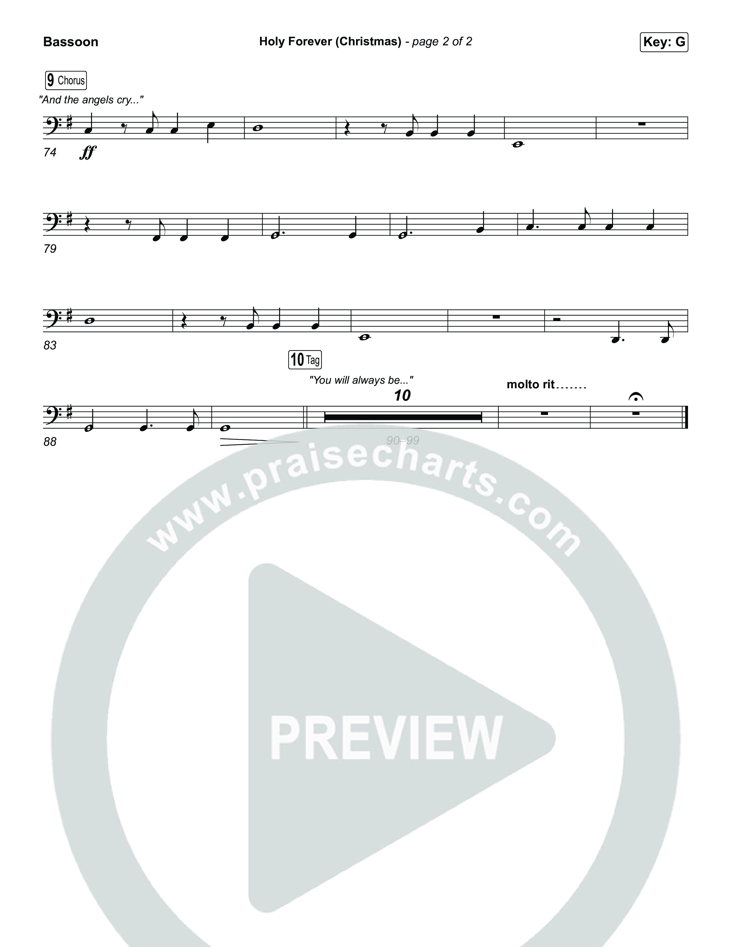 Holy Forever (Christmas) (Worship Choir/SAB) Bassoon (Chris Tomlin / Arr. Luke Gambill)