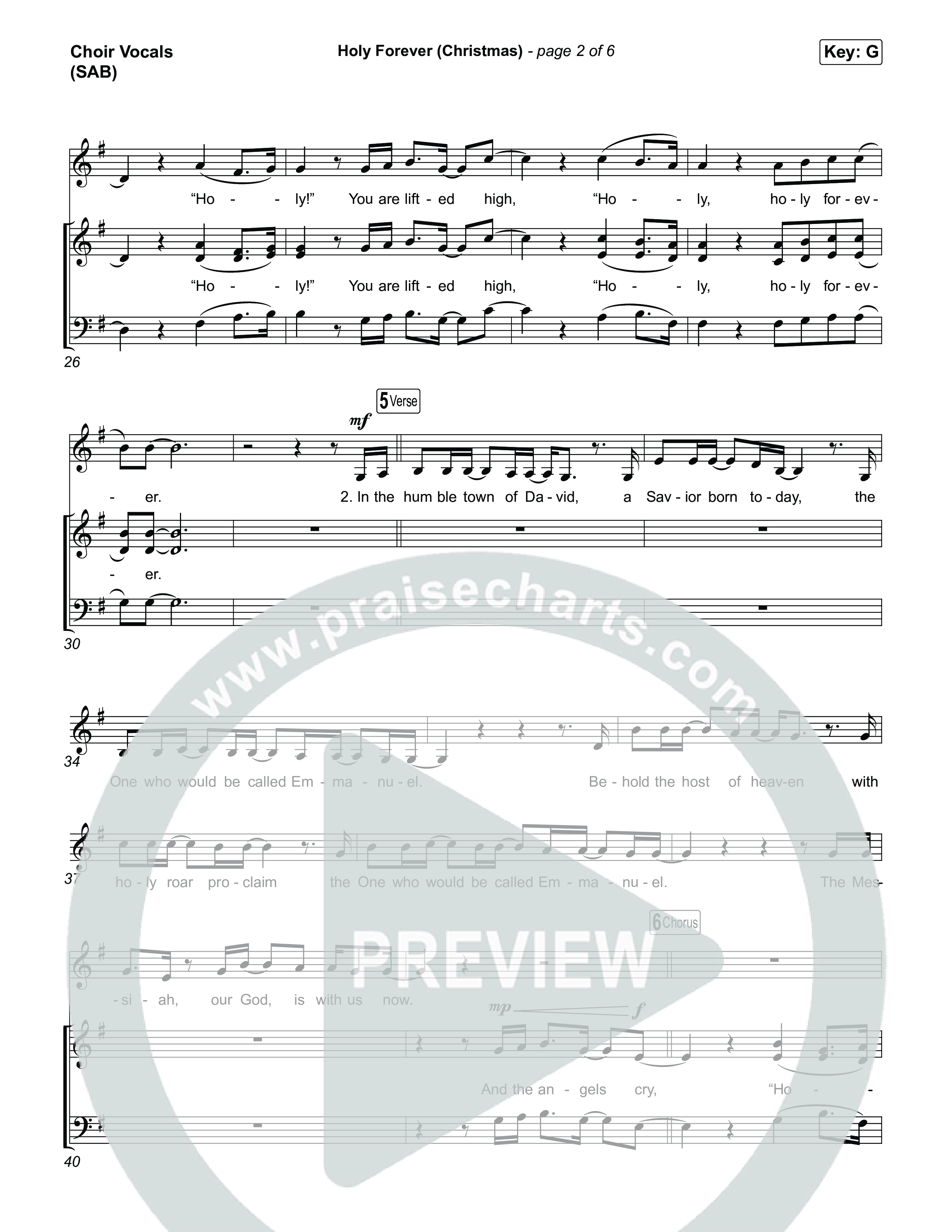 Holy Forever (Christmas) (Worship Choir/SAB) Choir Sheet (SAB) (Chris Tomlin / Arr. Luke Gambill)