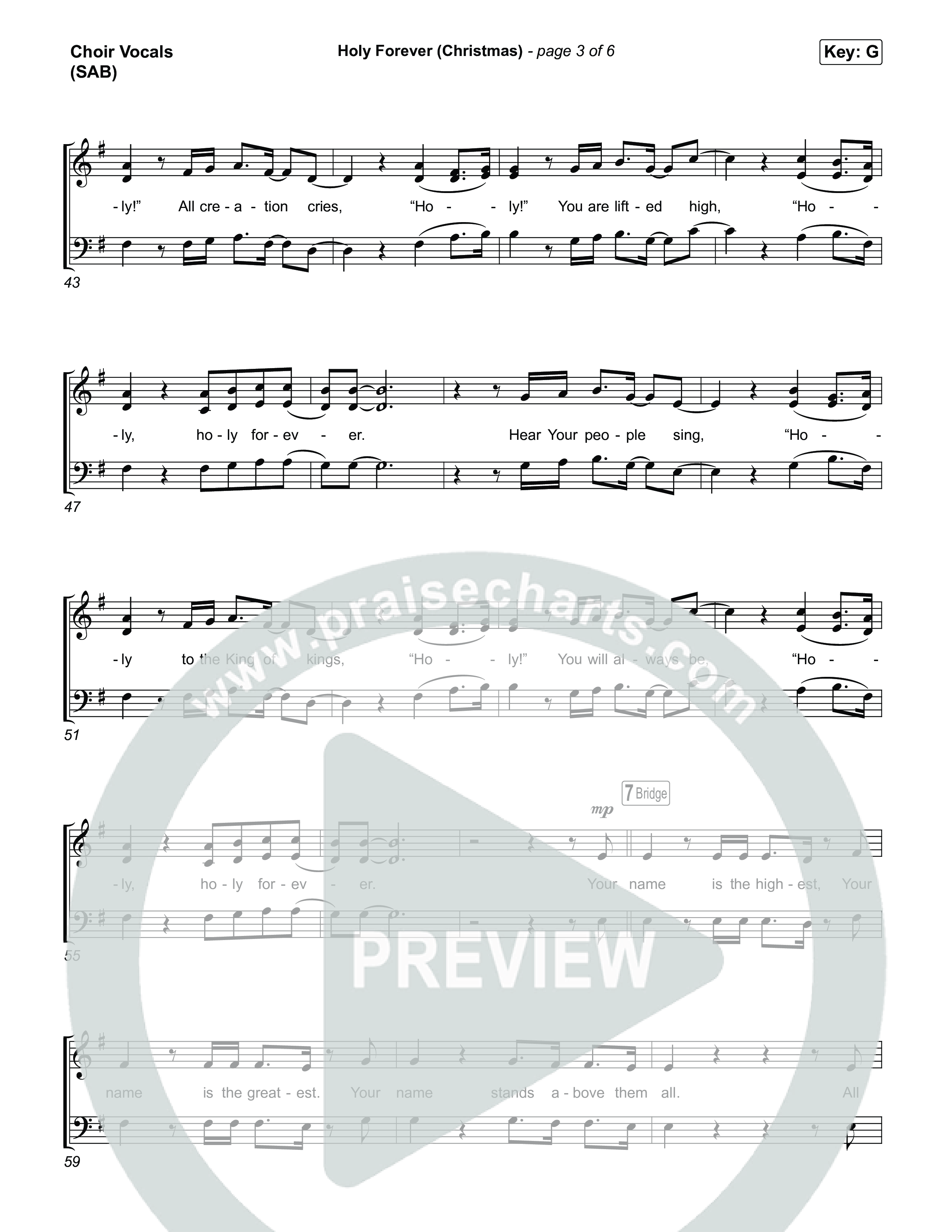 Holy Forever (Christmas) (Worship Choir/SAB) Choir Sheet (SAB) (Chris Tomlin / Arr. Luke Gambill)