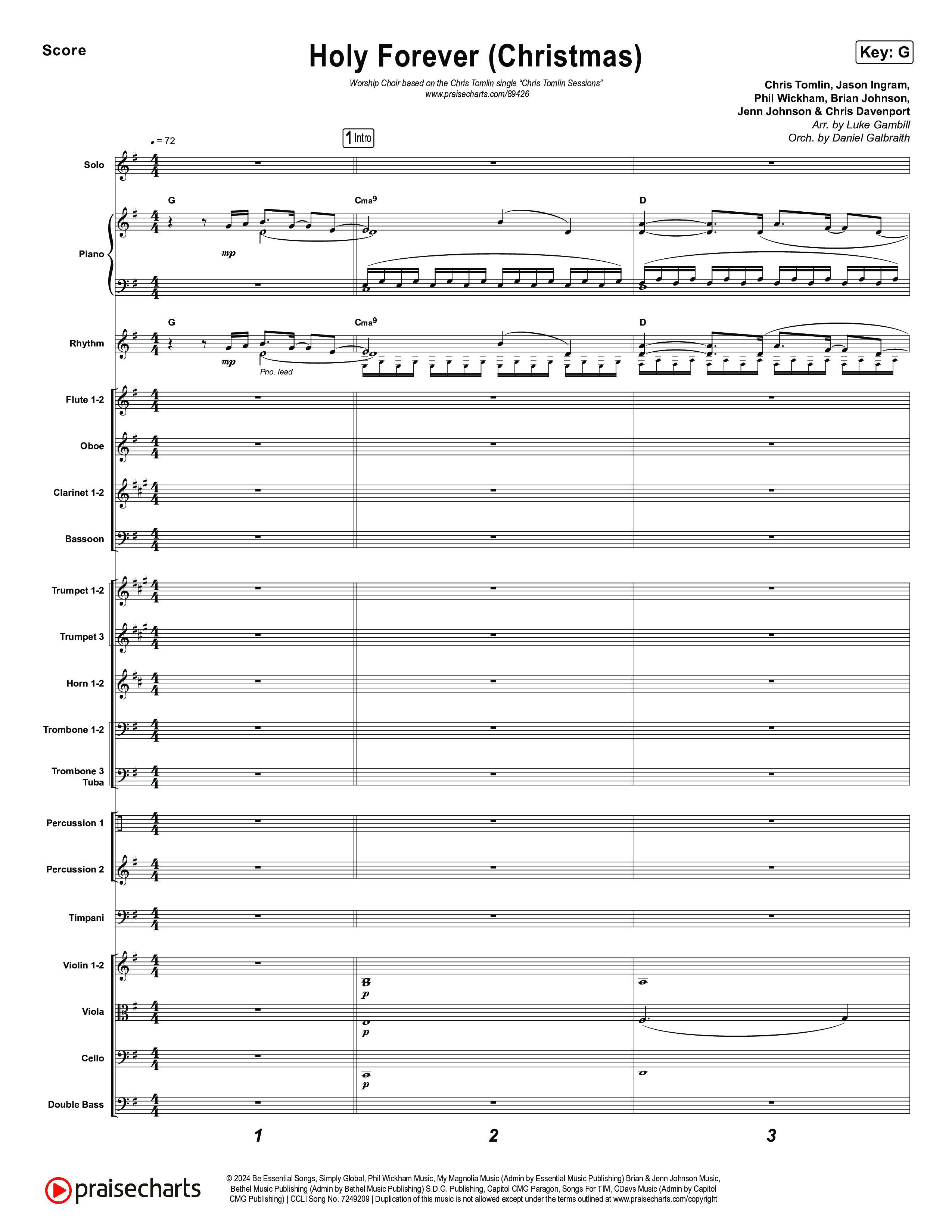 Holy Forever (Christmas) (Worship Choir/SAB) Conductor's Score (Chris Tomlin / Arr. Luke Gambill)