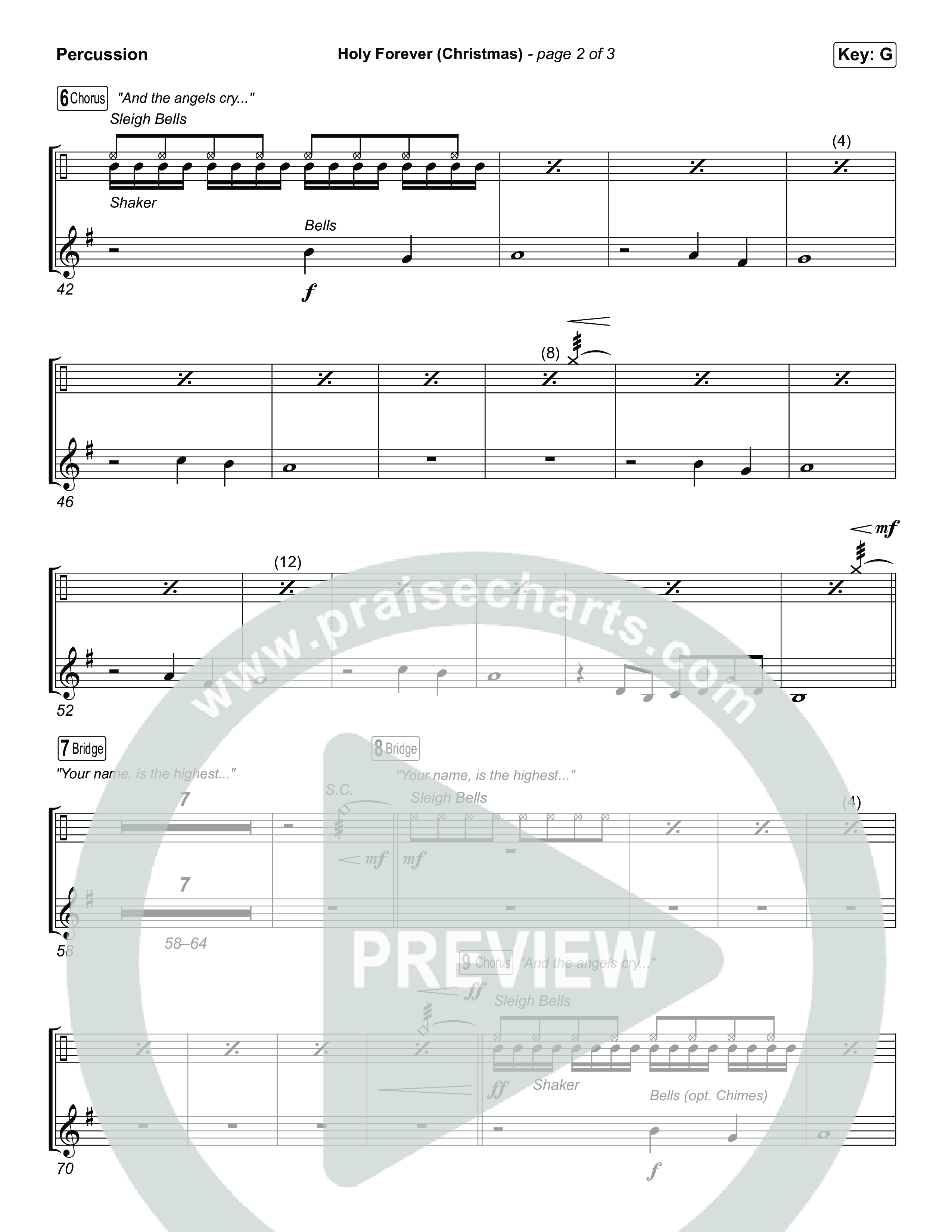 Holy Forever (Christmas) (Worship Choir/SAB) Percussion (Chris Tomlin / Arr. Luke Gambill)