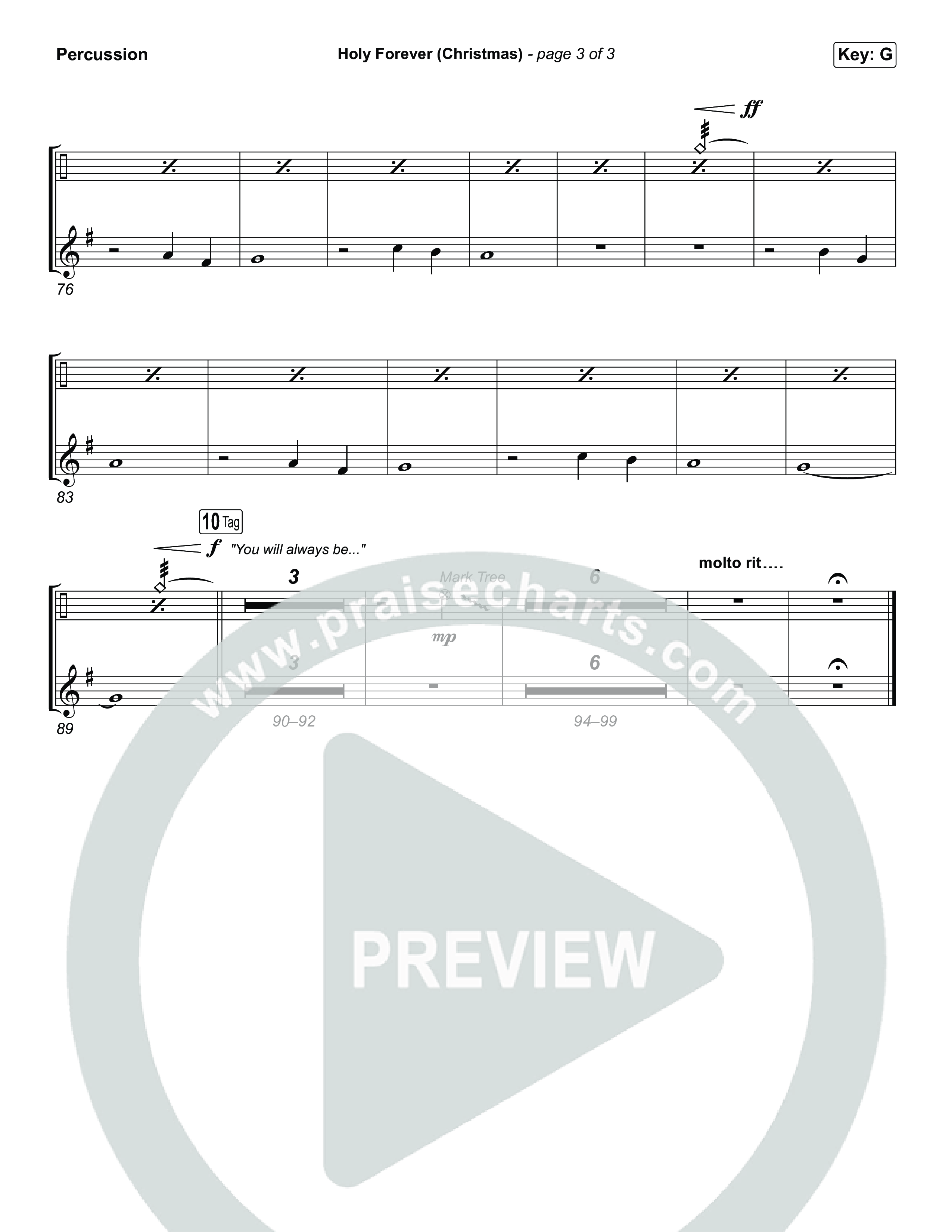 Holy Forever (Christmas) (Worship Choir/SAB) Percussion (Chris Tomlin / Arr. Luke Gambill)