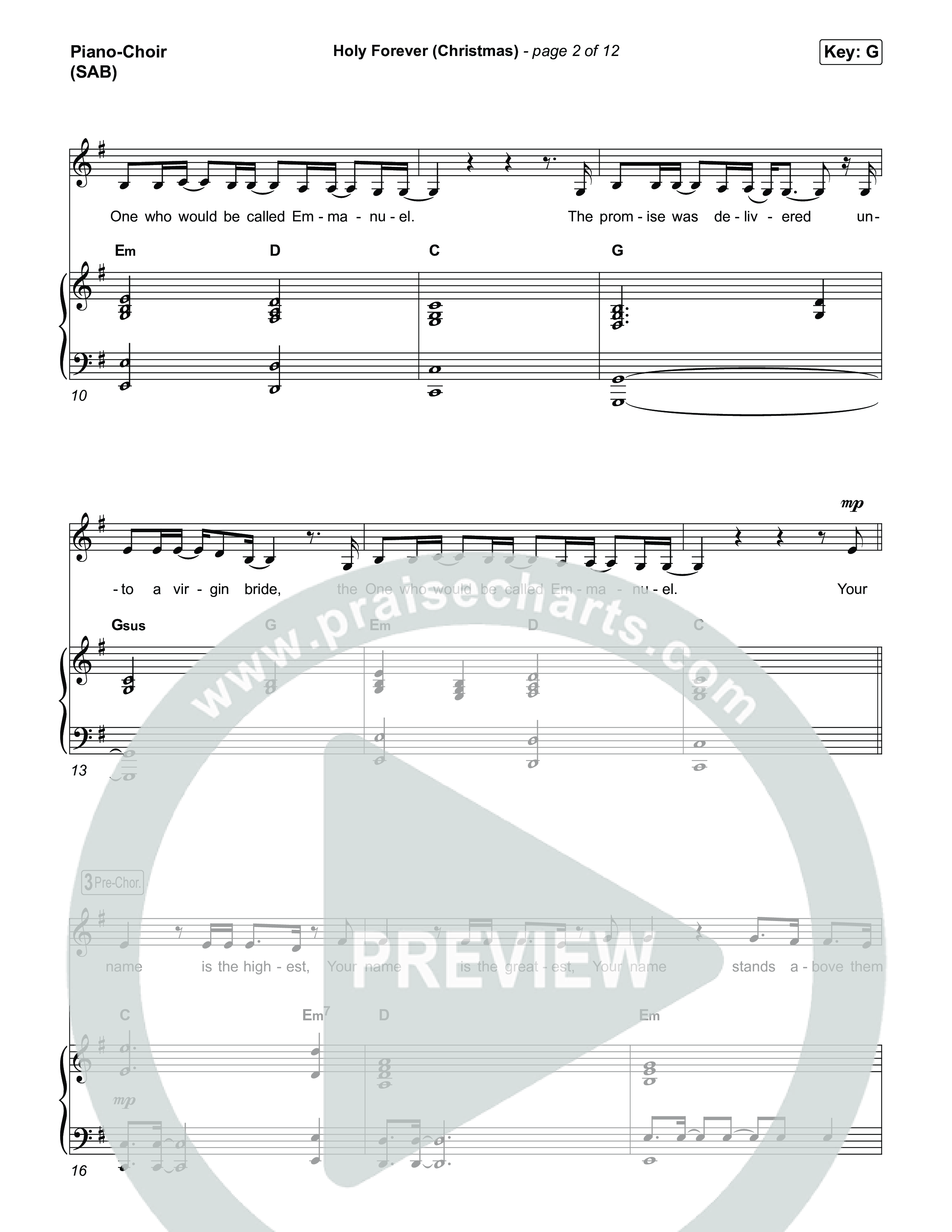 Holy Forever (Christmas) (Worship Choir/SAB) Piano/Choir (SAB) (Chris Tomlin / Arr. Luke Gambill)