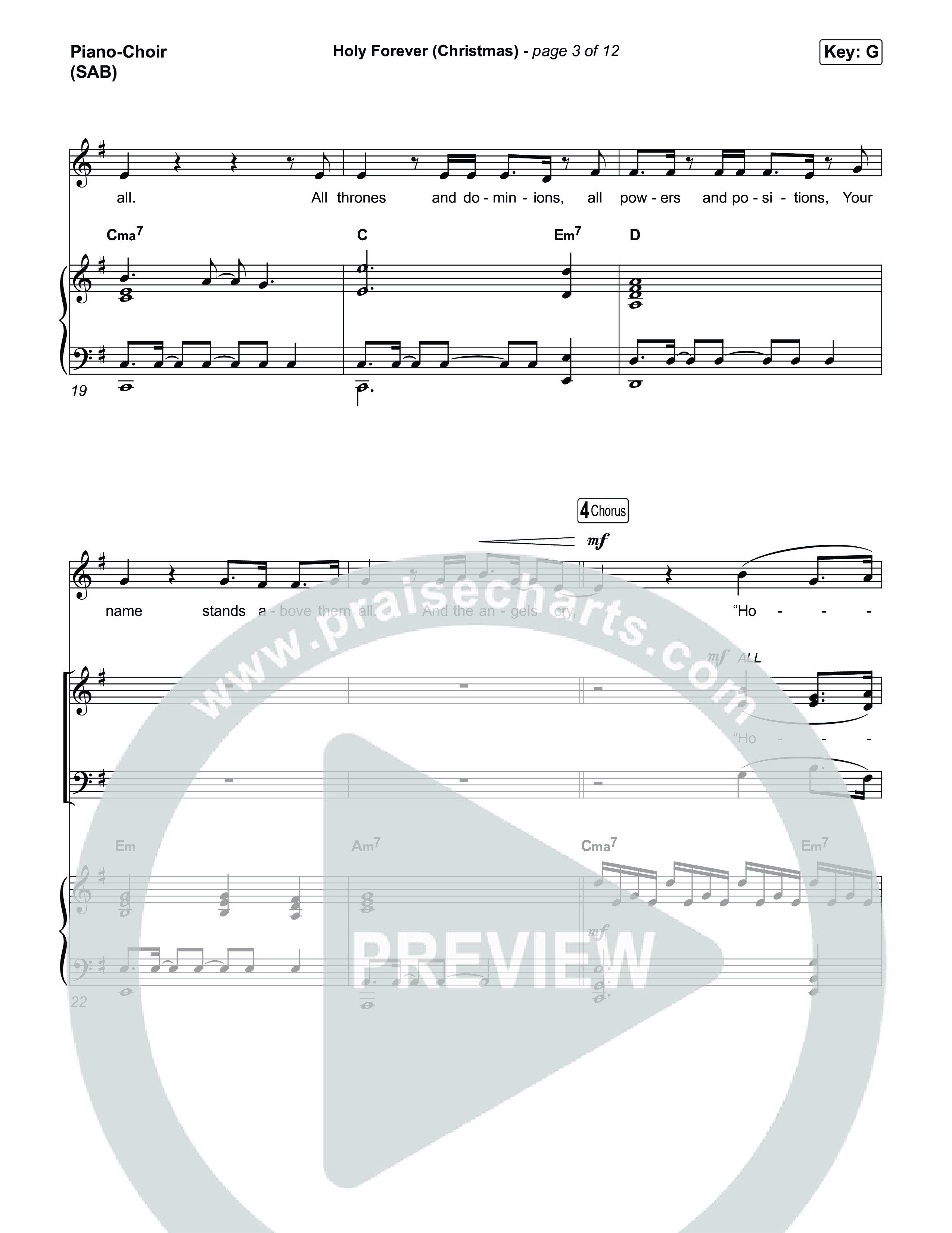 Holy Forever (Christmas) (Worship Choir/SAB) Piano/Choir (SAB) (Chris Tomlin / Arr. Luke Gambill)