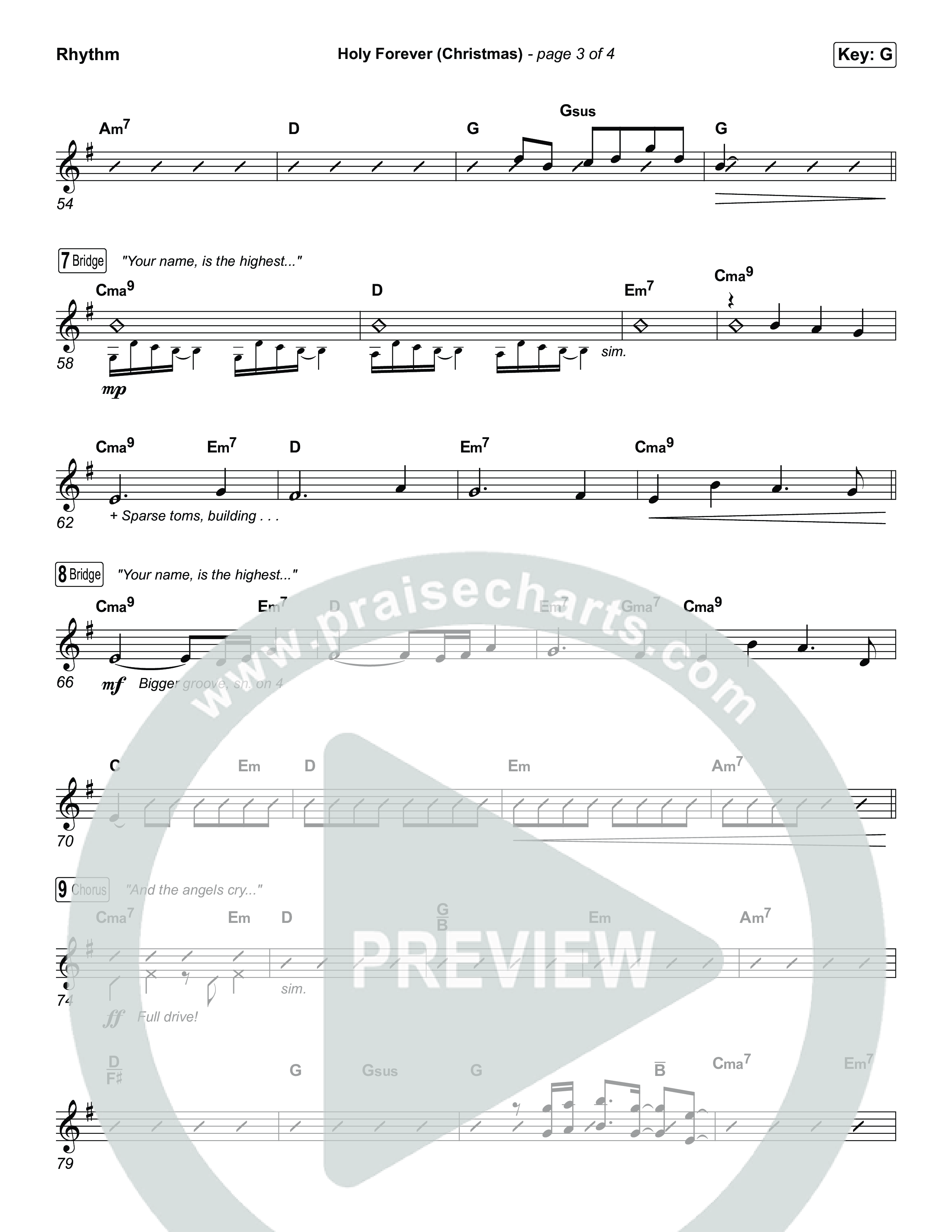 Holy Forever (Christmas) (Worship Choir/SAB) Rhythm Chart (Chris Tomlin / Arr. Luke Gambill)