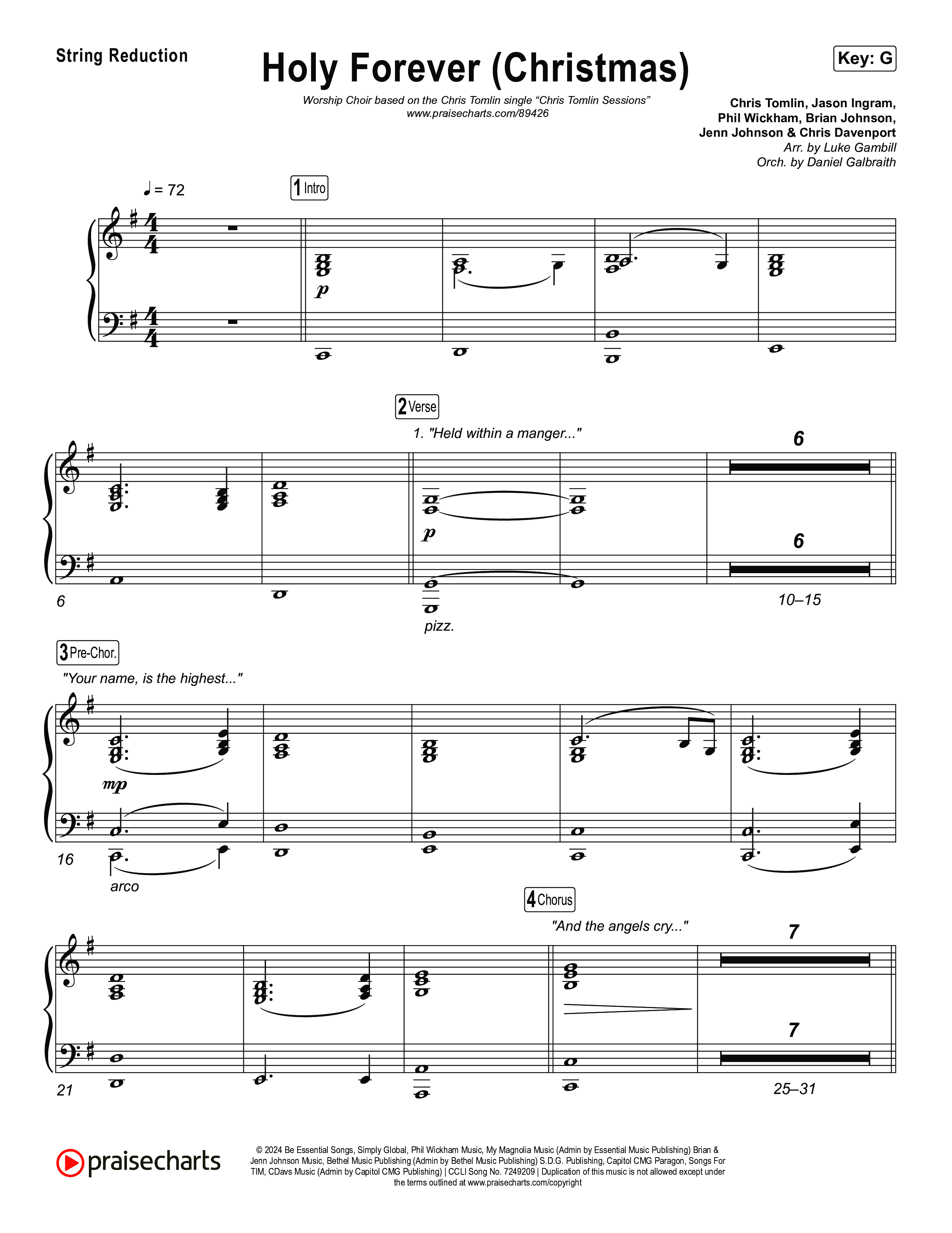 Holy Forever (Christmas) (Worship Choir/SAB) String Reduction (Chris Tomlin / Arr. Luke Gambill)