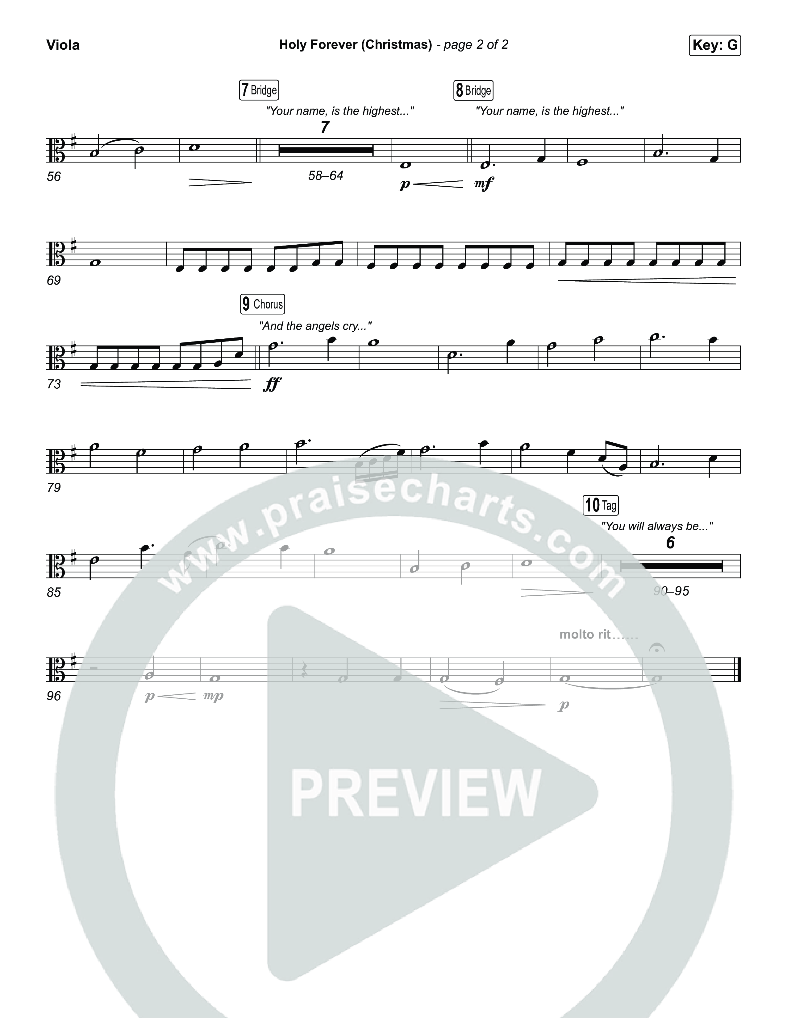 Holy Forever (Christmas) (Worship Choir/SAB) Viola (Chris Tomlin / Arr. Luke Gambill)