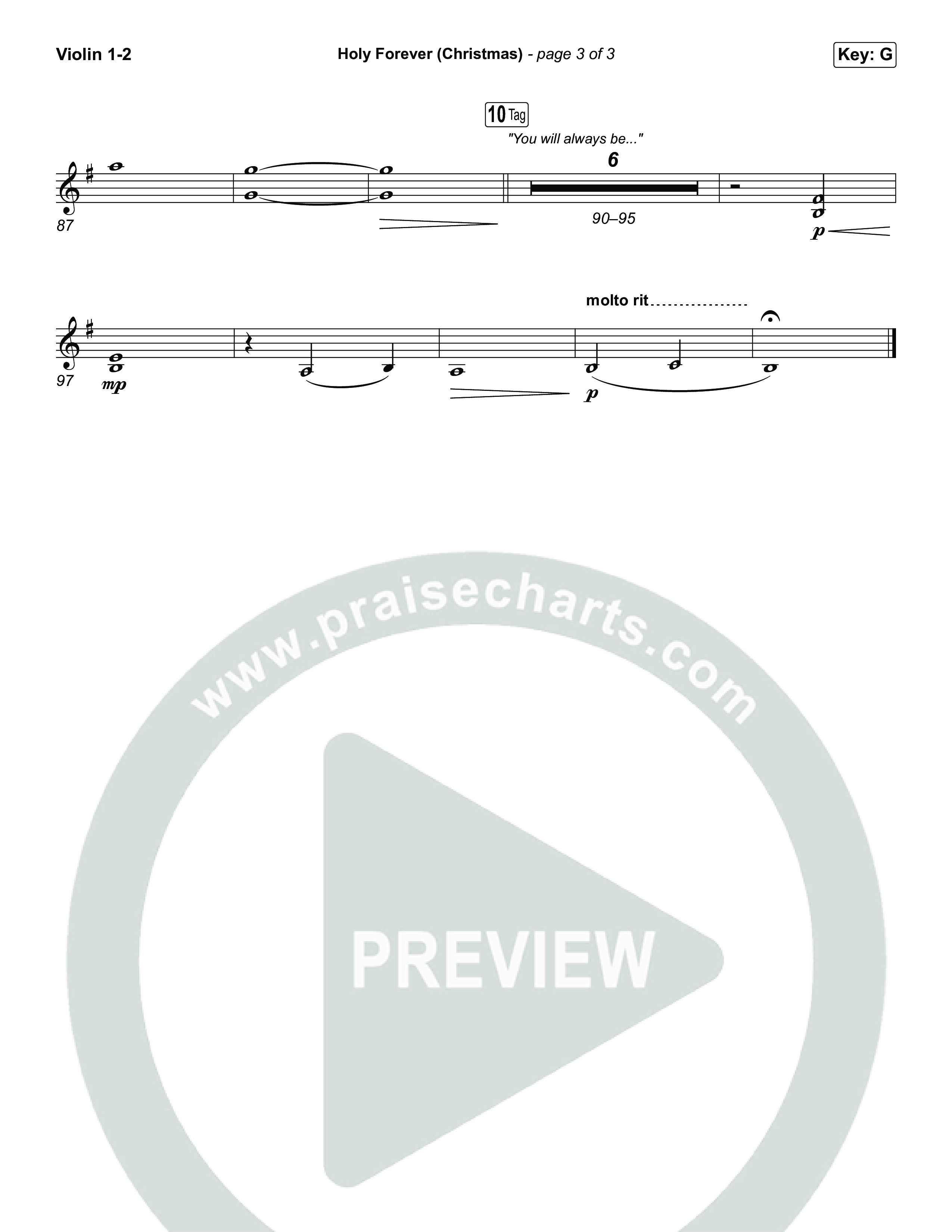 Holy Forever (Christmas) (Worship Choir/SAB) Violin 1/2 (Chris Tomlin / Arr. Luke Gambill)