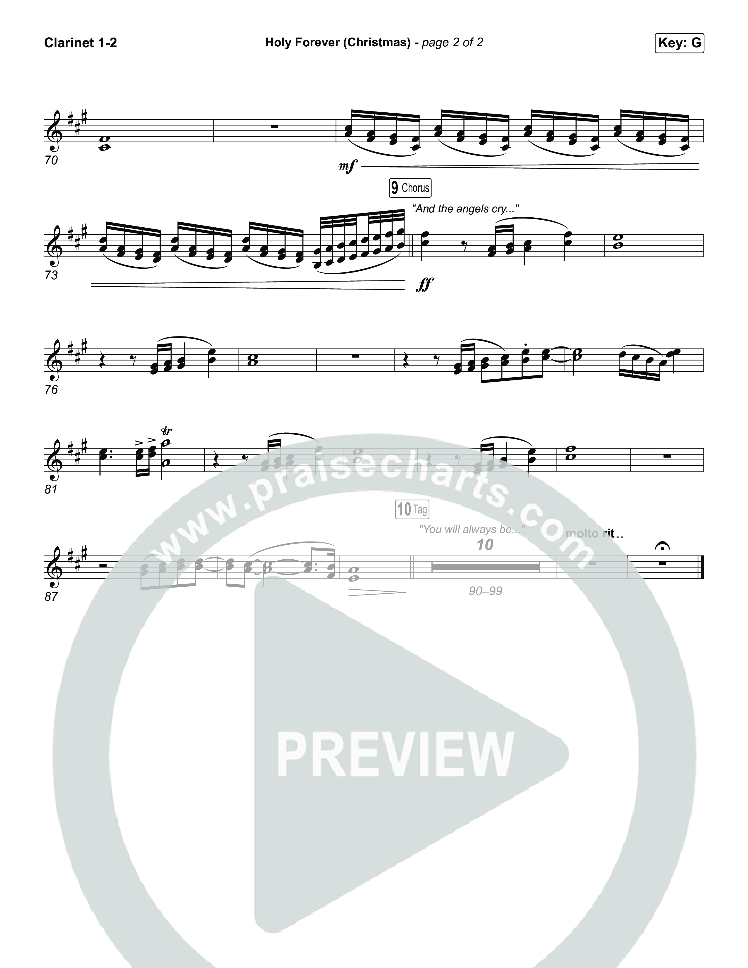 Holy Forever (Christmas) (Unison/2-Part) Clarinet 1/2 (Chris Tomlin / Arr. Luke Gambill)