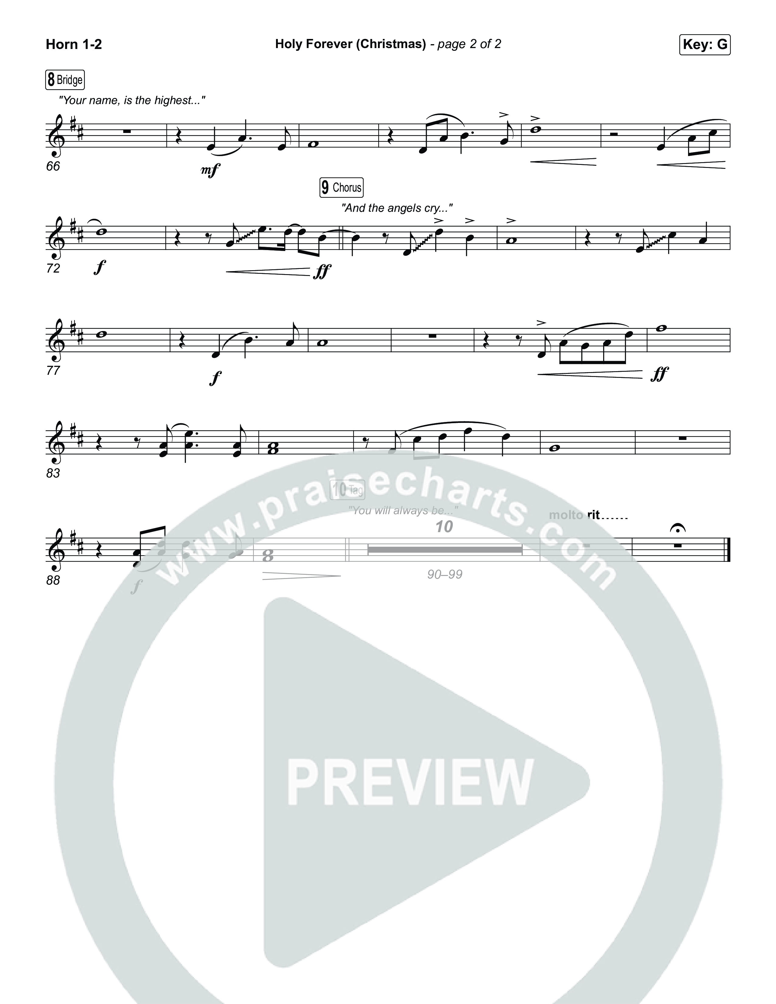 Holy Forever (Christmas) (Unison/2-Part) French Horn 1/2 (Chris Tomlin / Arr. Luke Gambill)