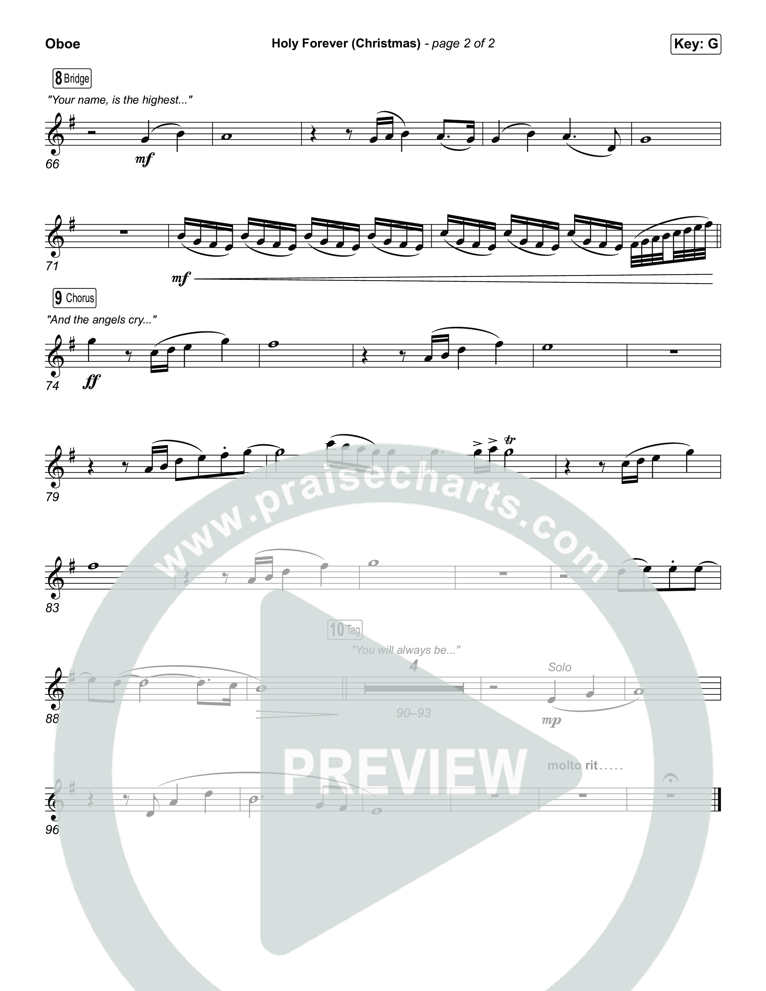 Holy Forever (Christmas) (Unison/2-Part) Oboe (Chris Tomlin / Arr. Luke Gambill)